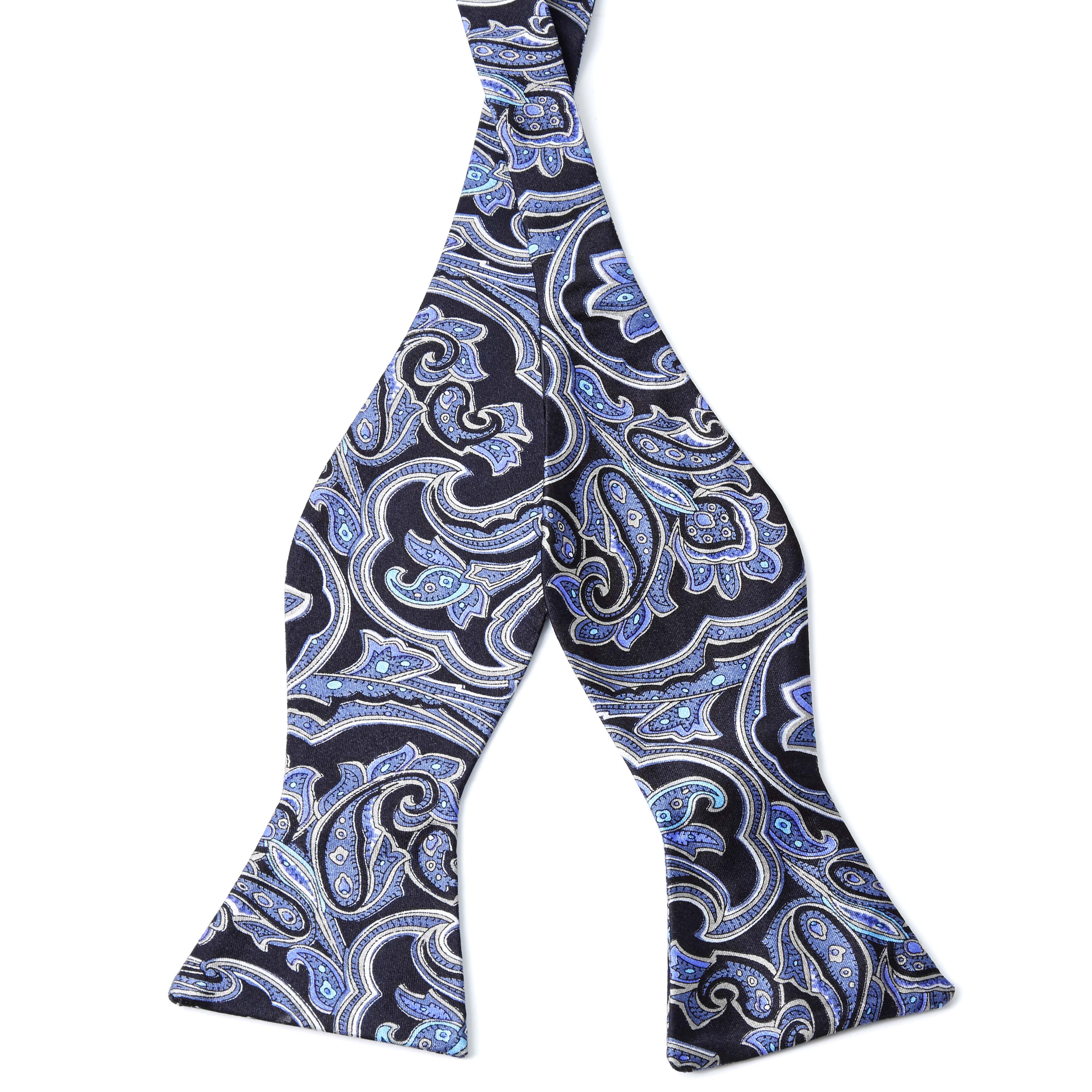 Blue Baroque Silk Self-Tie Bow Tie - 1 - primary thumbnail small_image gallery