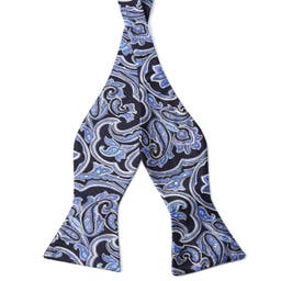Deep Blue & Black Baroque Silk Self-Tie Bow Tie