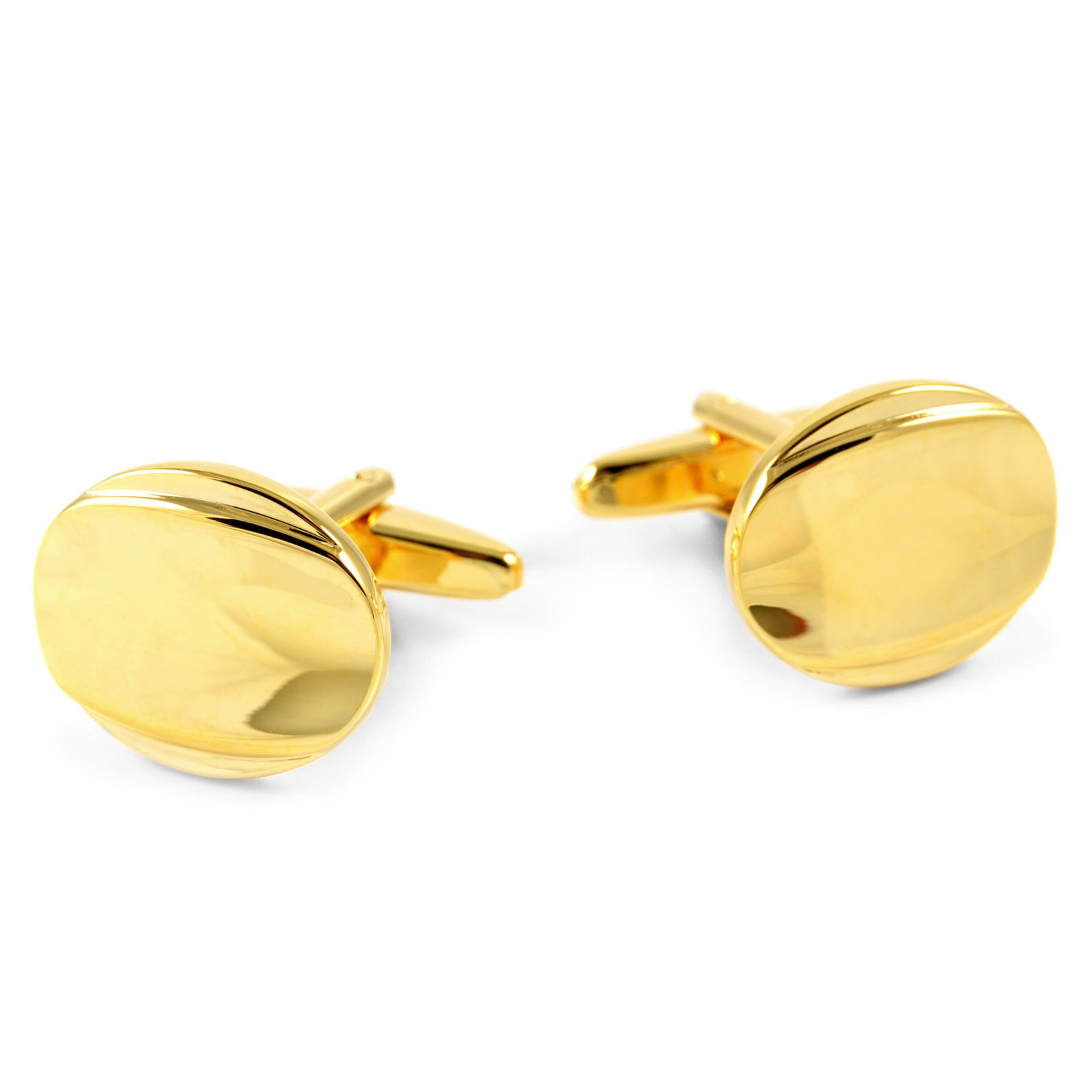 Oval Gold-Tone Shiny Cufflinks