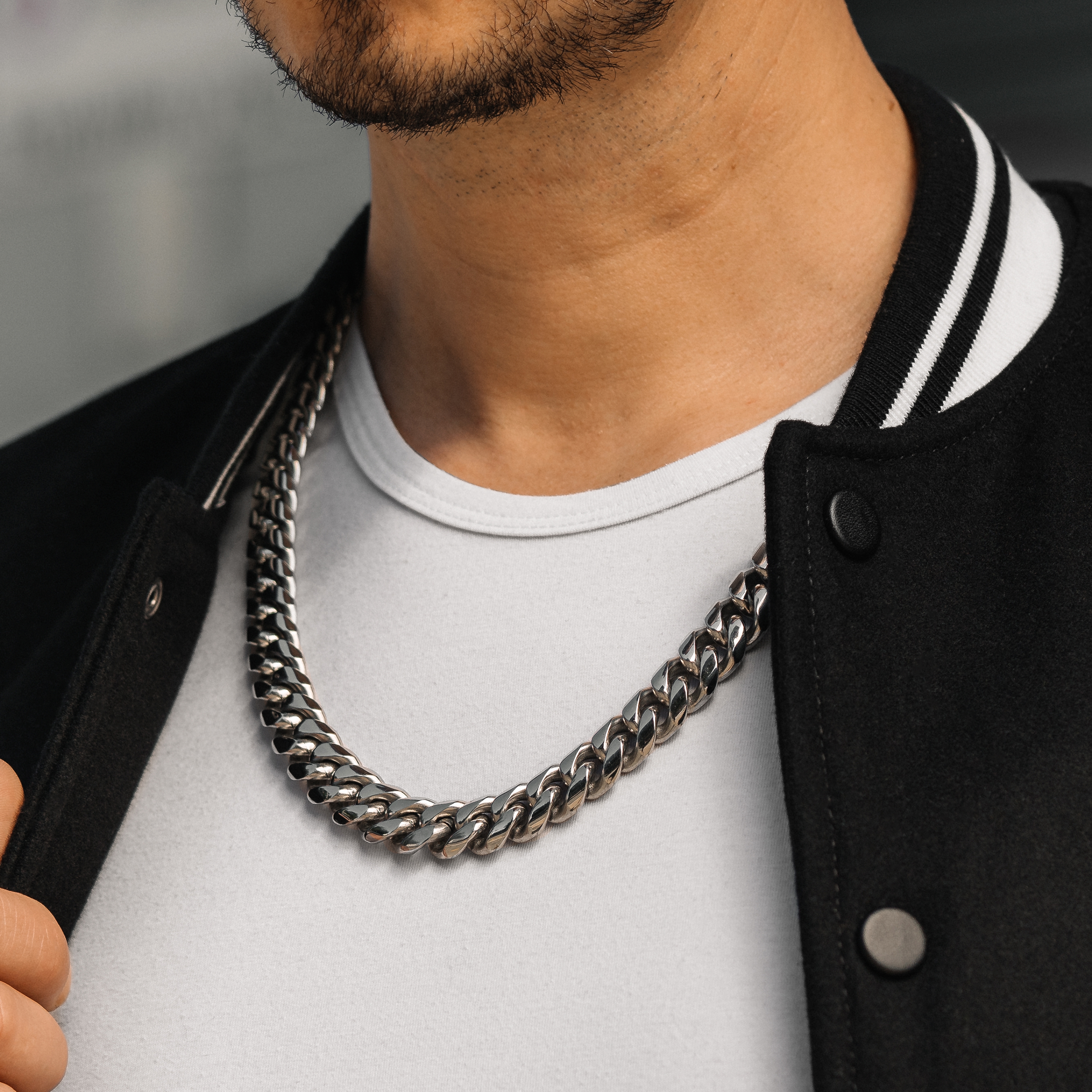 Collier cubain argenté à maillons XL  - 2