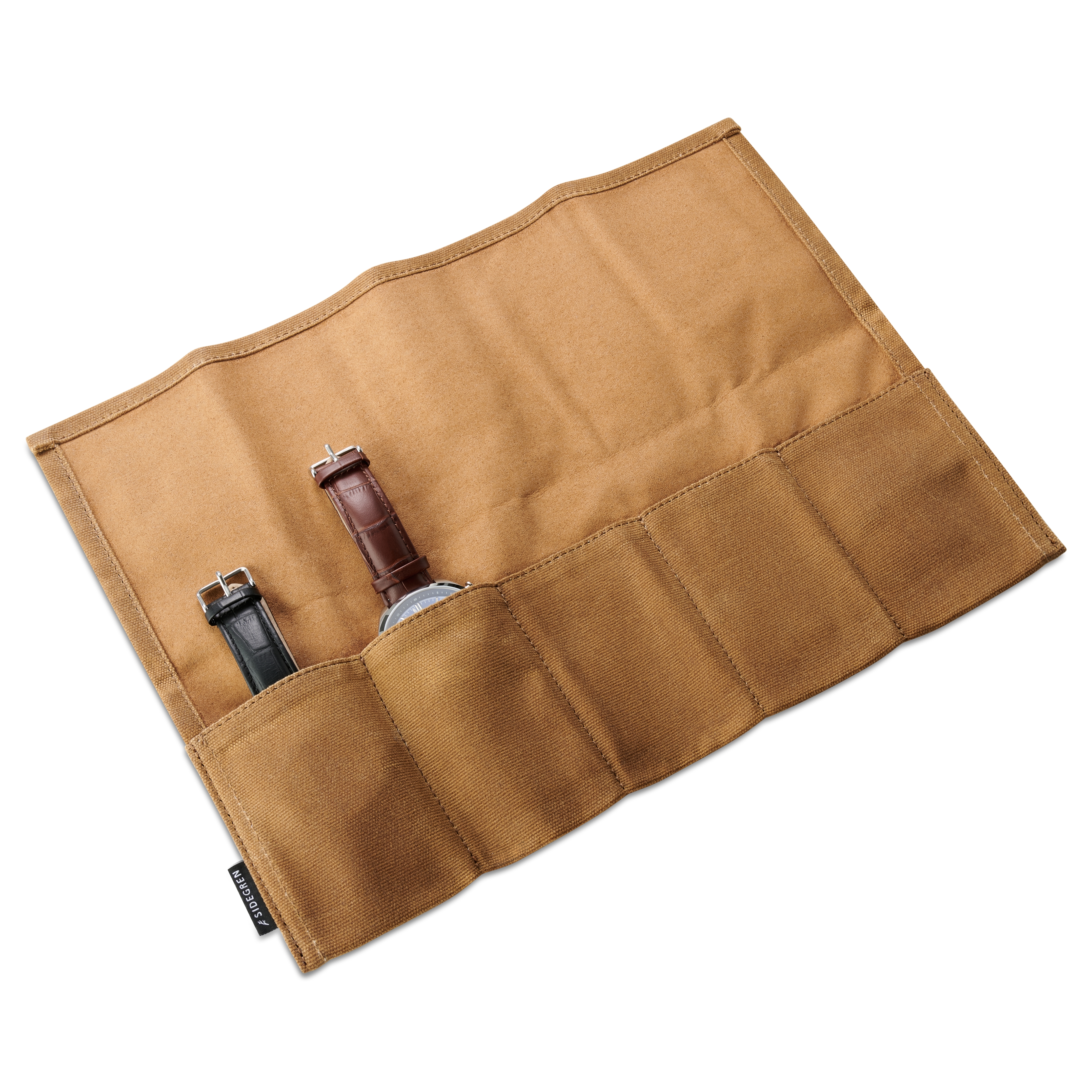 Khaki Waxed Canvas Five Pocket Watch Roll - 4