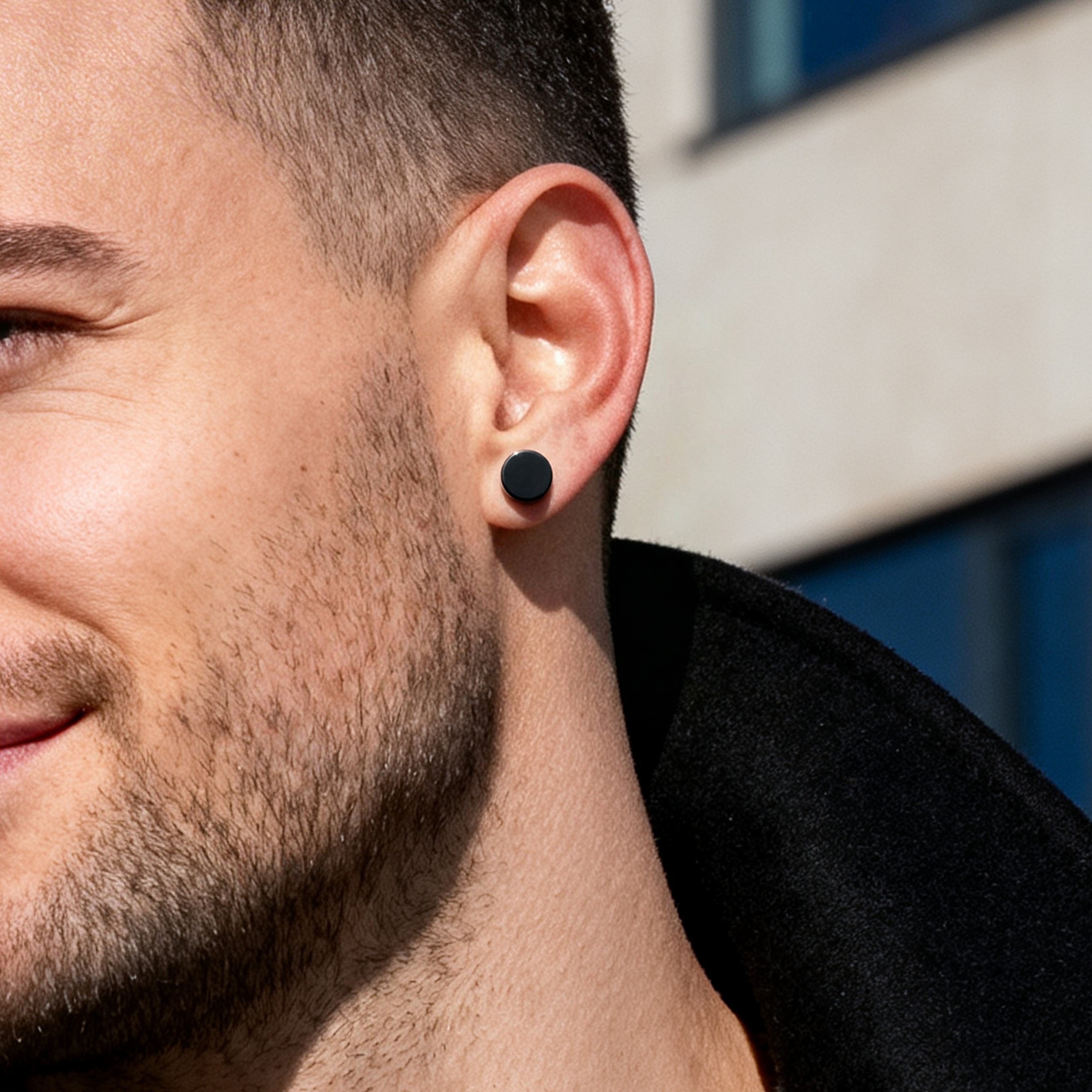 10 mm Black Stainless Steel Stud Earring - 4