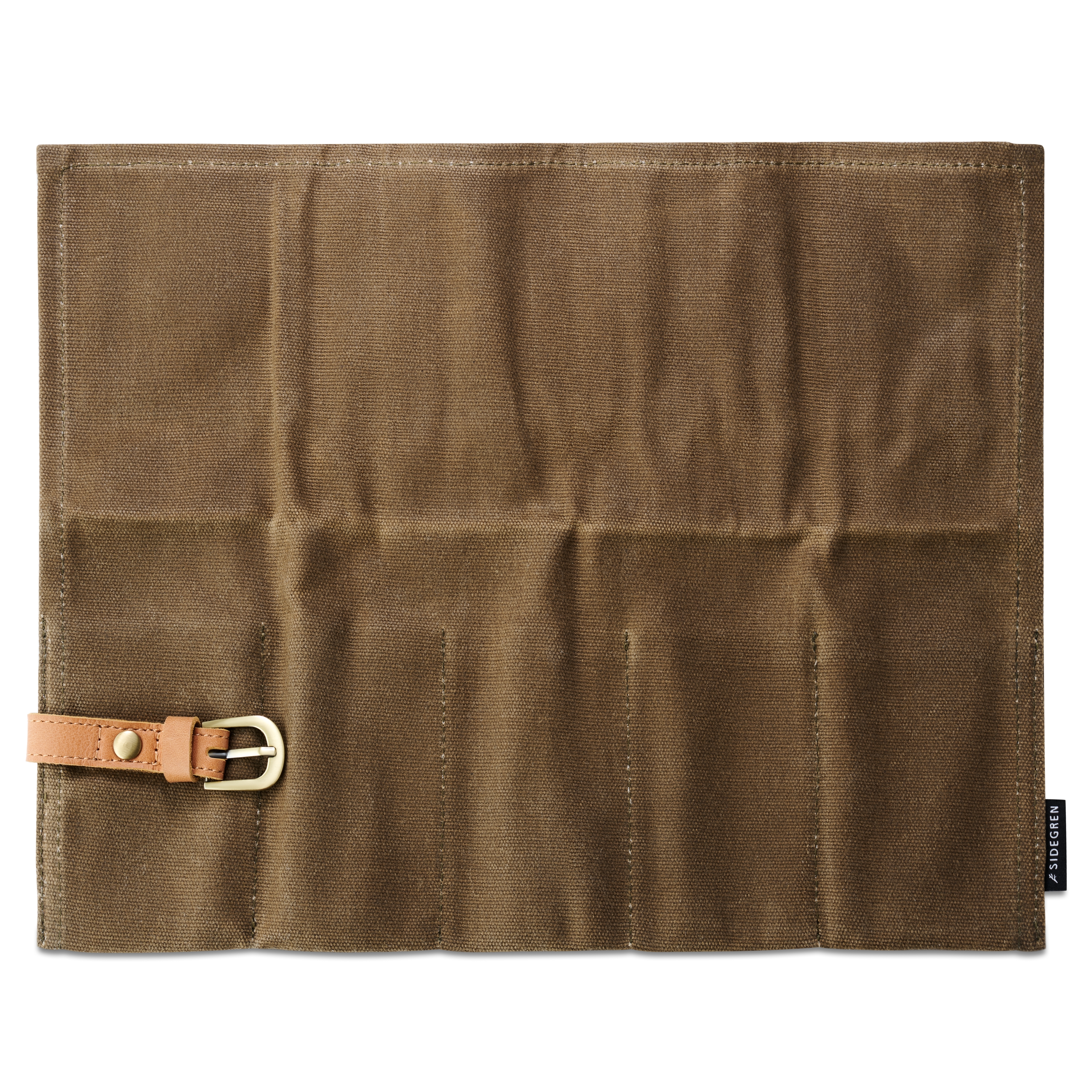 Olivovo-zelené voskované plátené rolovacie puzdro na 5 hodiniek - 3