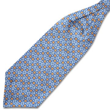 Virtuo | Blauw met bruine zijden stropdassjaal Virtuo | Blauw met bruine zijden stropdassjaal