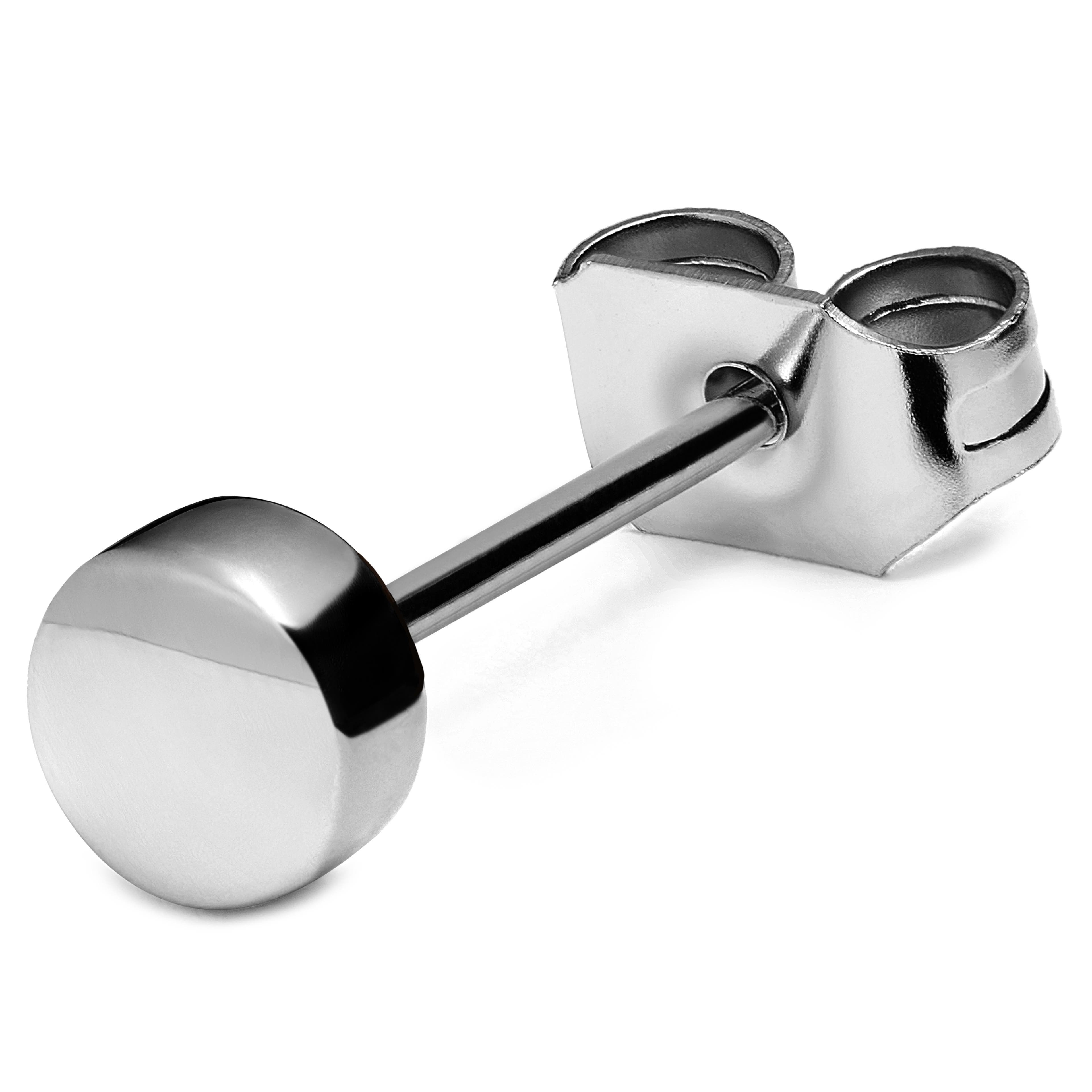 Cercel buton din oțel argintiu de 4 mm