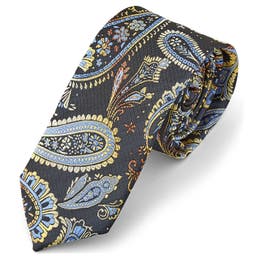Cravate classique à motif cachemir vert & bleu
