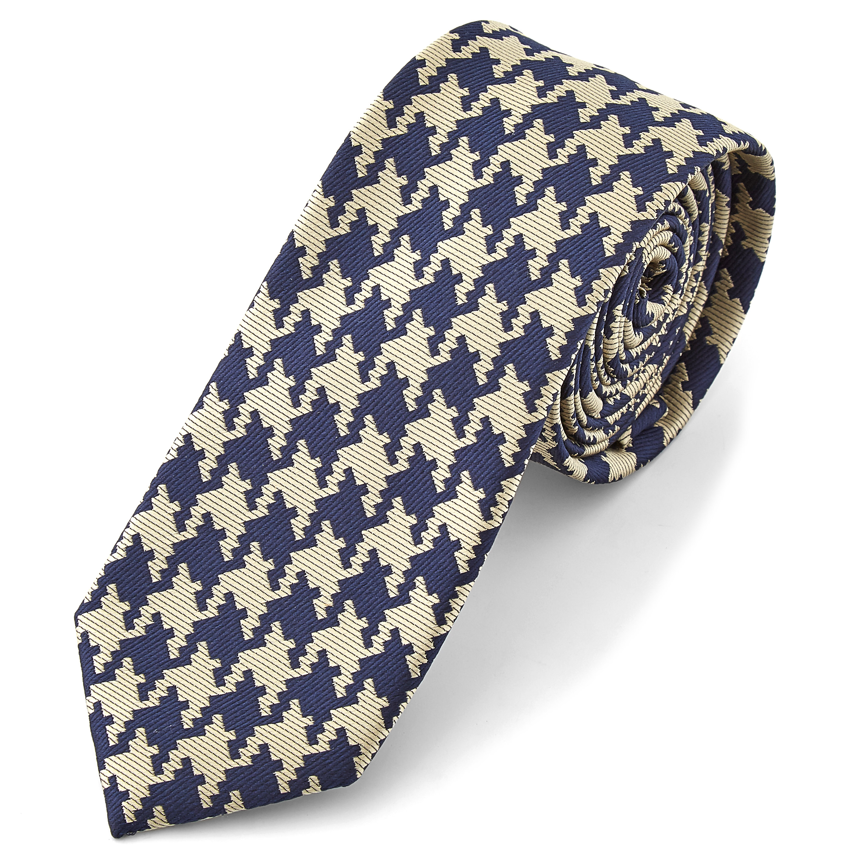 Blåt & Cremefarvet Tesseleret Slips - 1