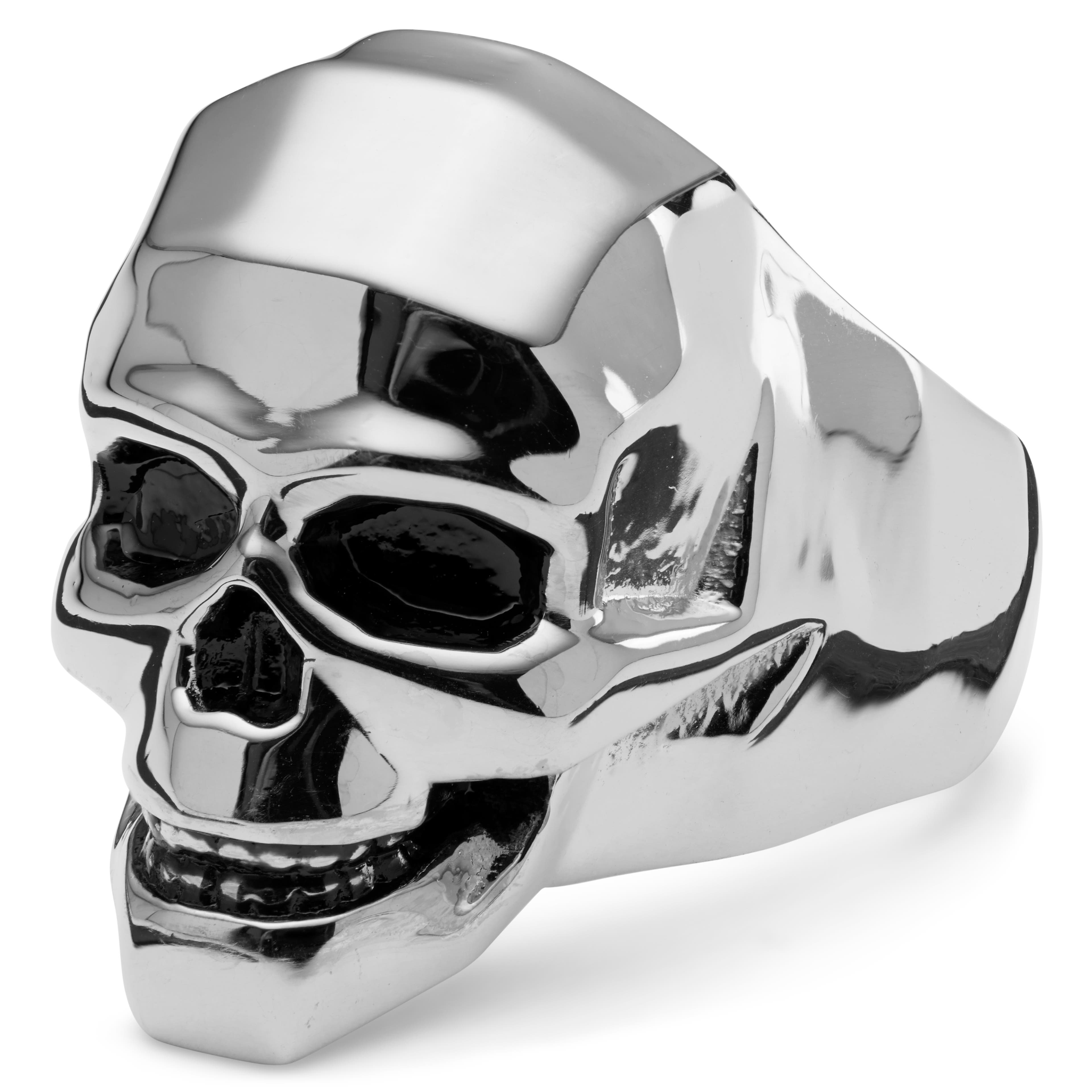 Mack ezüst tónusú koponyás acél pecsétgyűrű