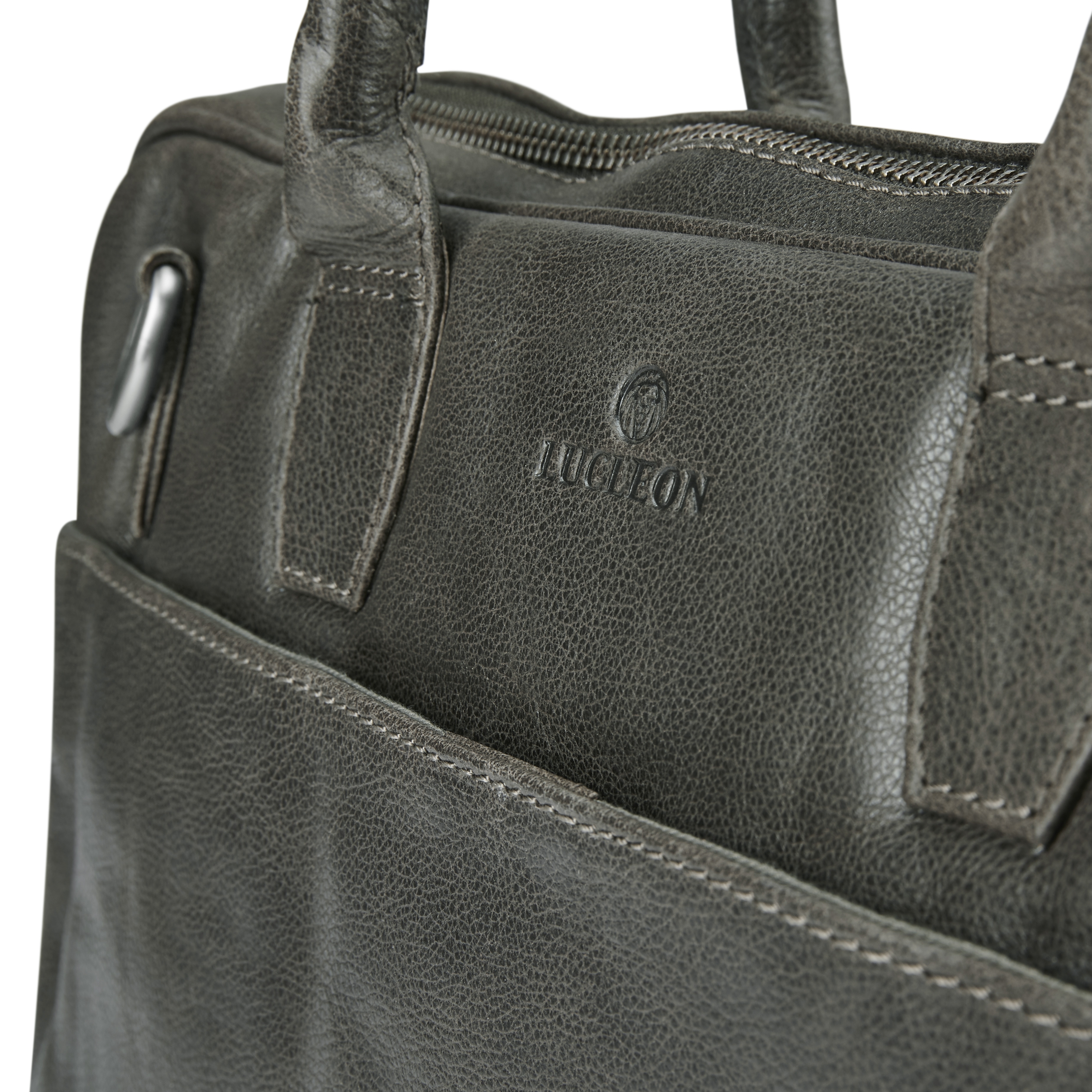 Licio Dunne 13 " Executive Bruingrijze Lederen Tas - 6
