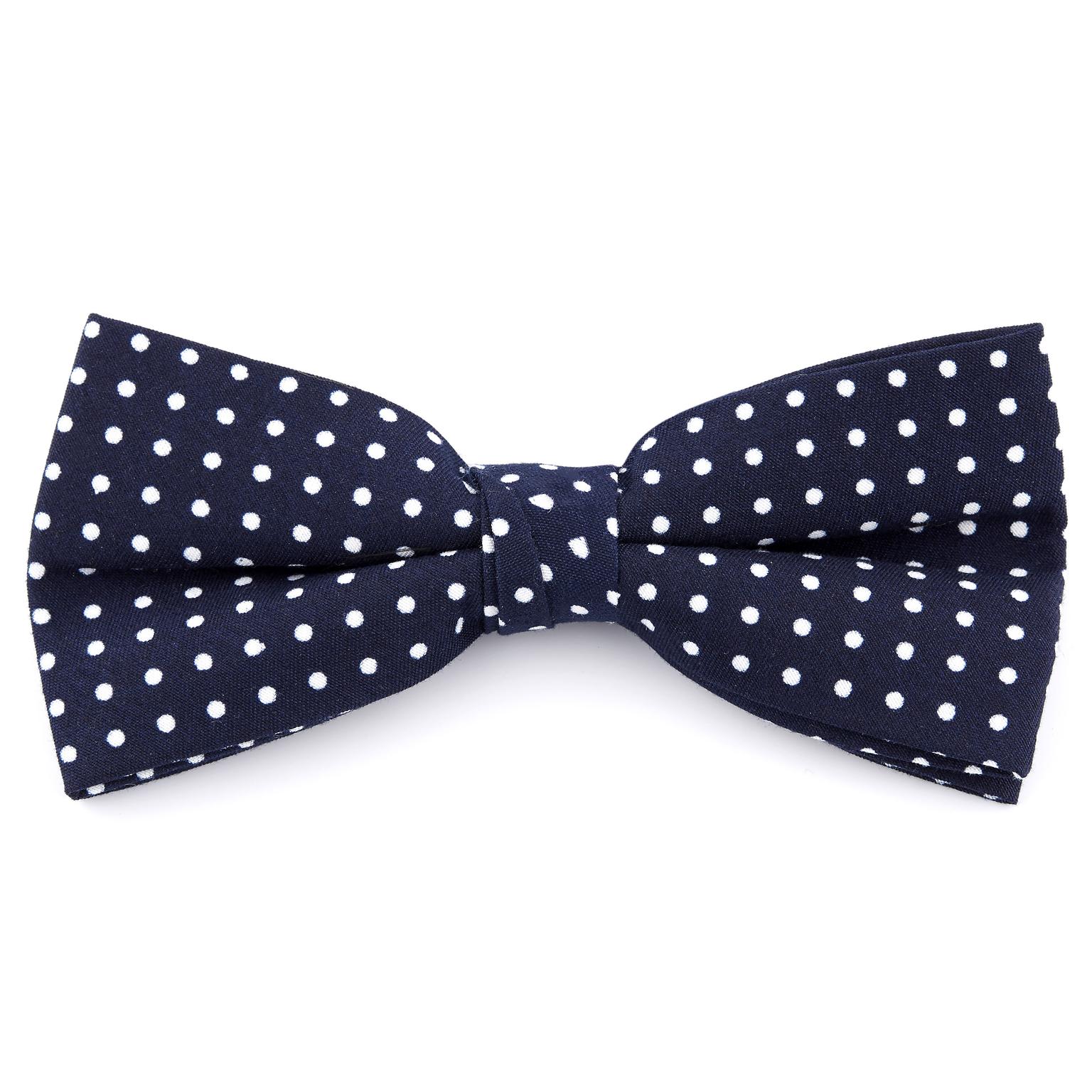 Noeud papillon prénoué bleu marine à pois Noeud papillon prénoué bleu marine à pois