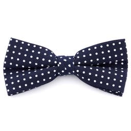 Navy Blue & White Polka Dots Pre-Tied Bow Tie