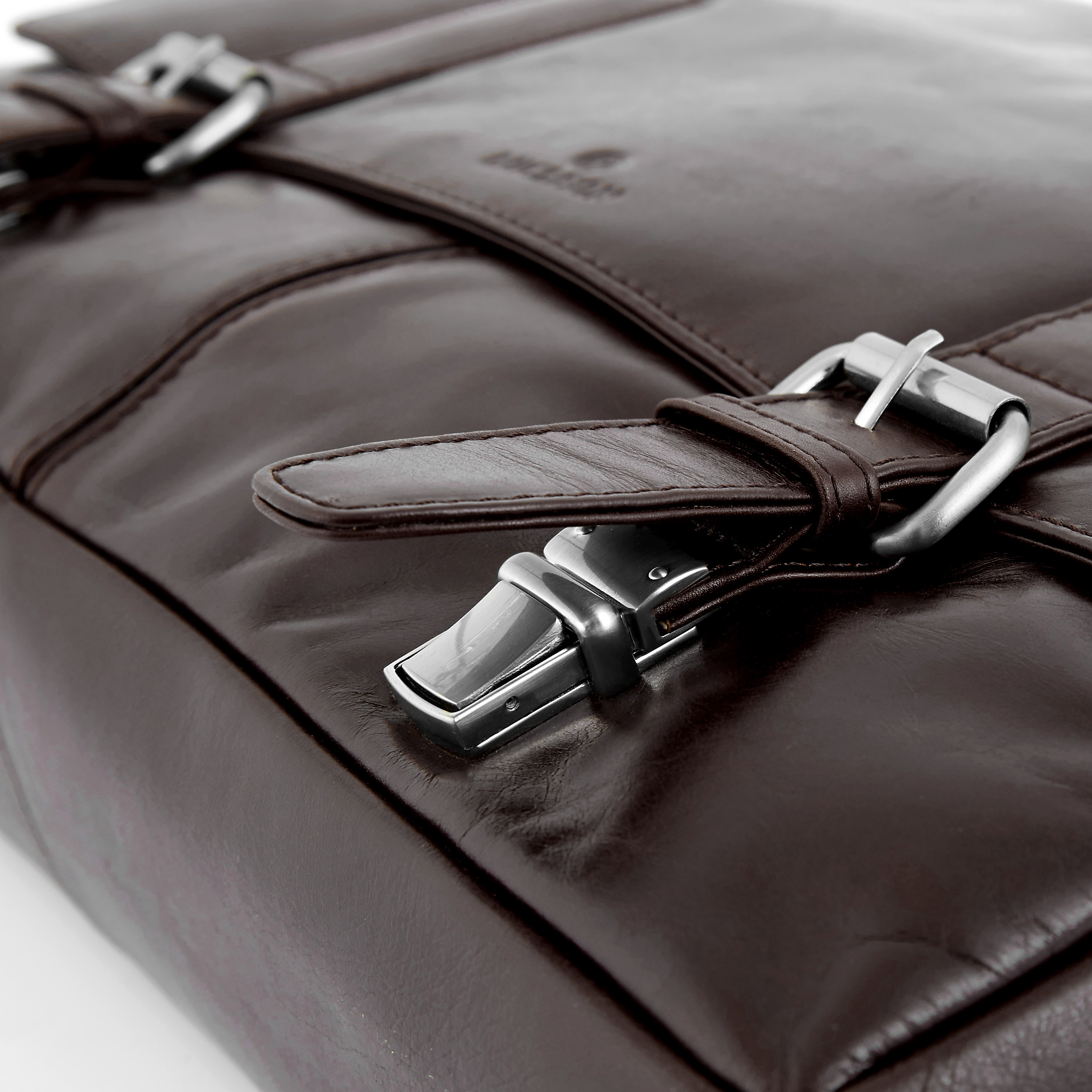 Sac bandoulière en cuir marron foncé classique Jasper  - 9