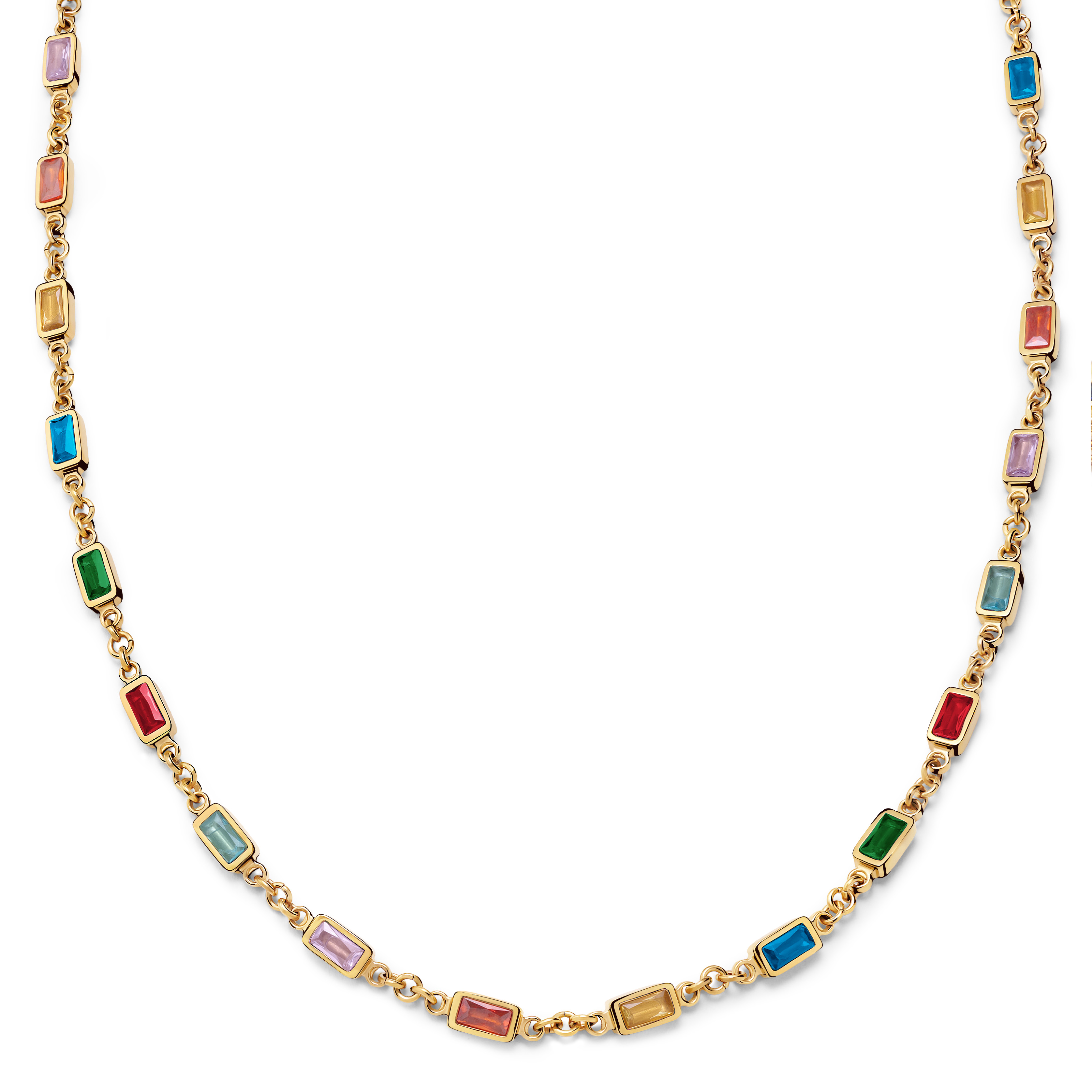 Prism | Multi-Colored Gold-Tone Crystal Glass Gemstone Necklace