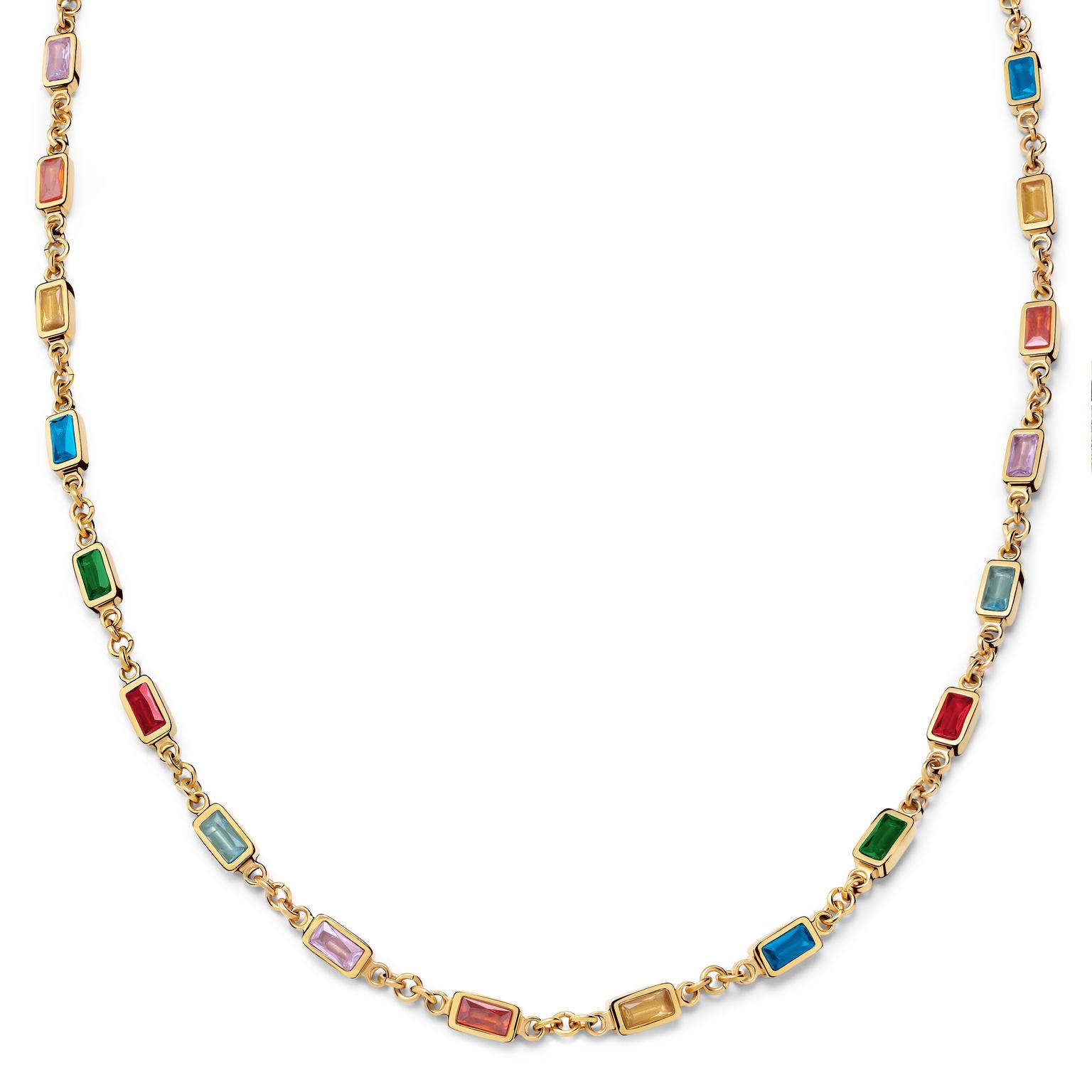 Prism | Collar dorado con piedras de cristal multicolor Prism | Collar dorado con piedras de cristal multicolor