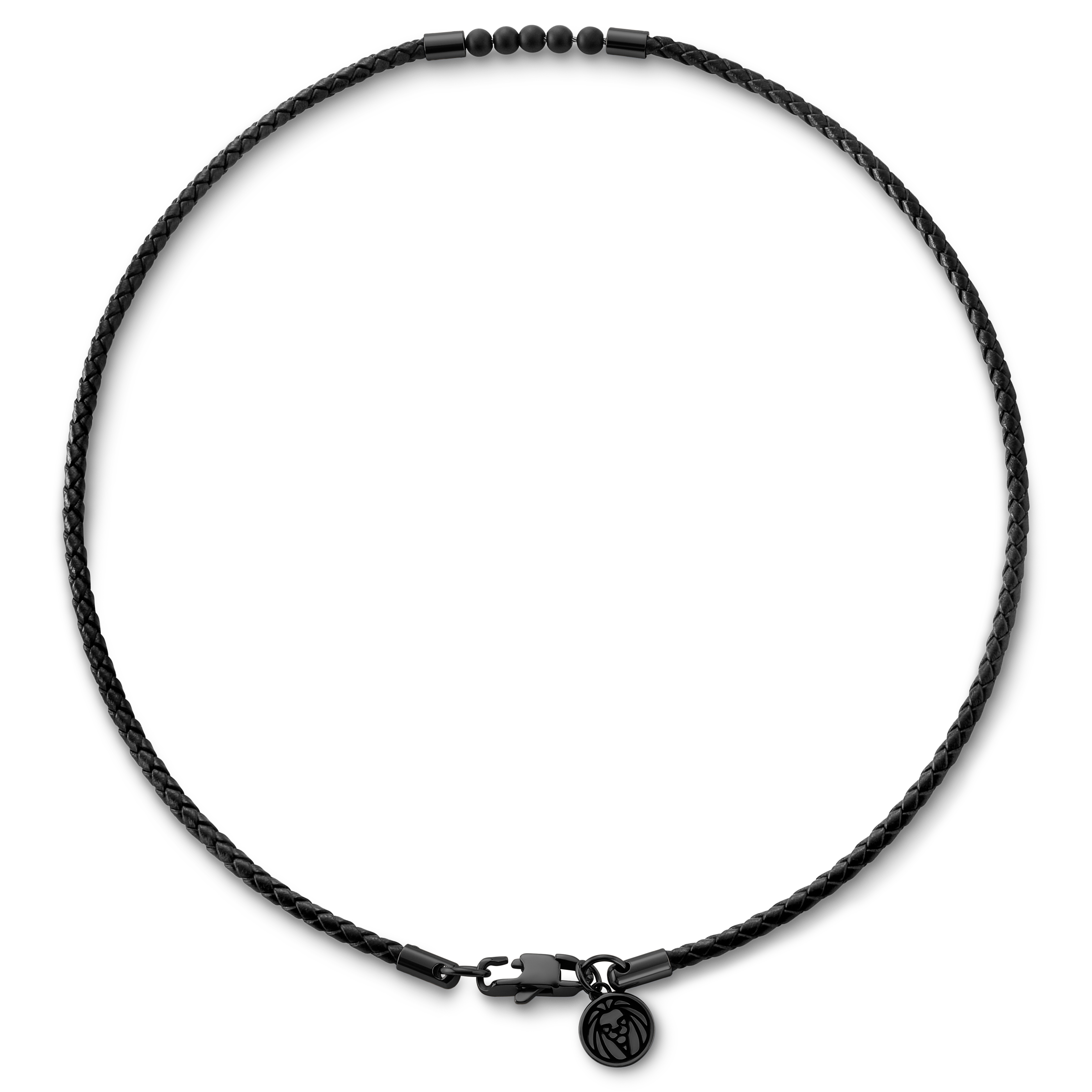 Tenvis | 3 mm Black Onyx Leather Necklace - 5
