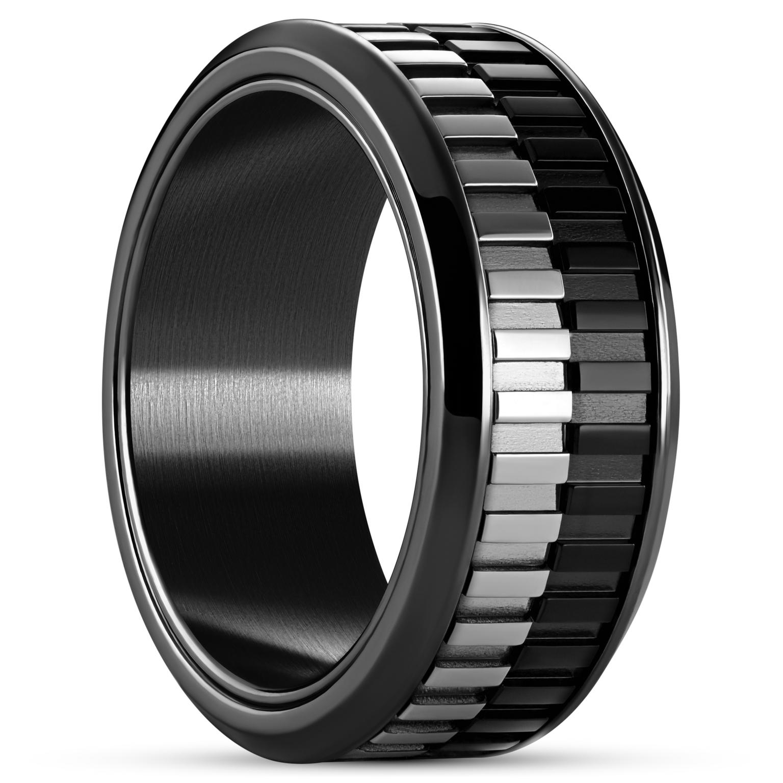 Tigris | Anillo giratorio de acero inoxidable negro de 9 mm Tigris | Anillo giratorio de acero inoxidable negro de 9 mm