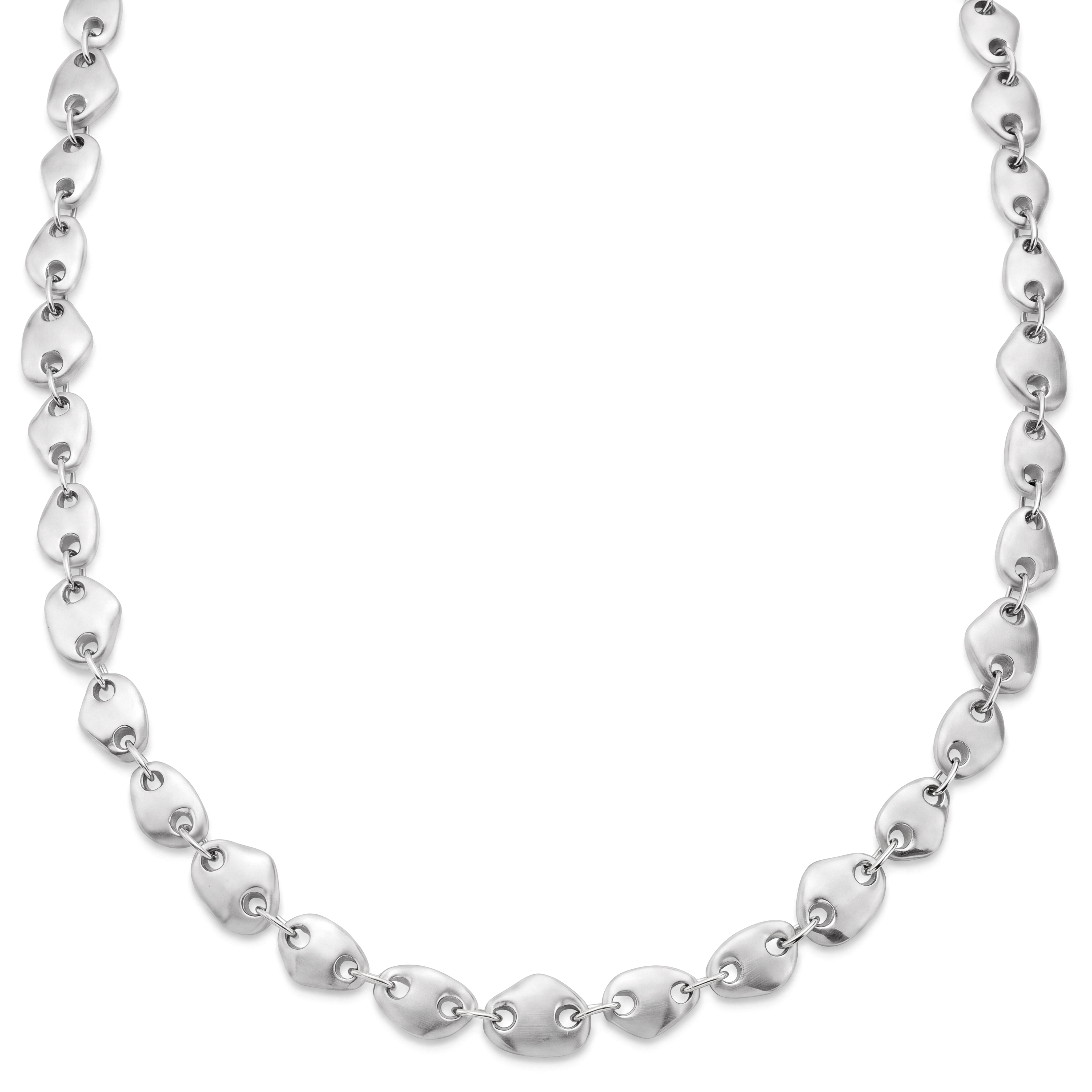 Organic | Collier Cobble en acier inoxydable plaqué argent - 1