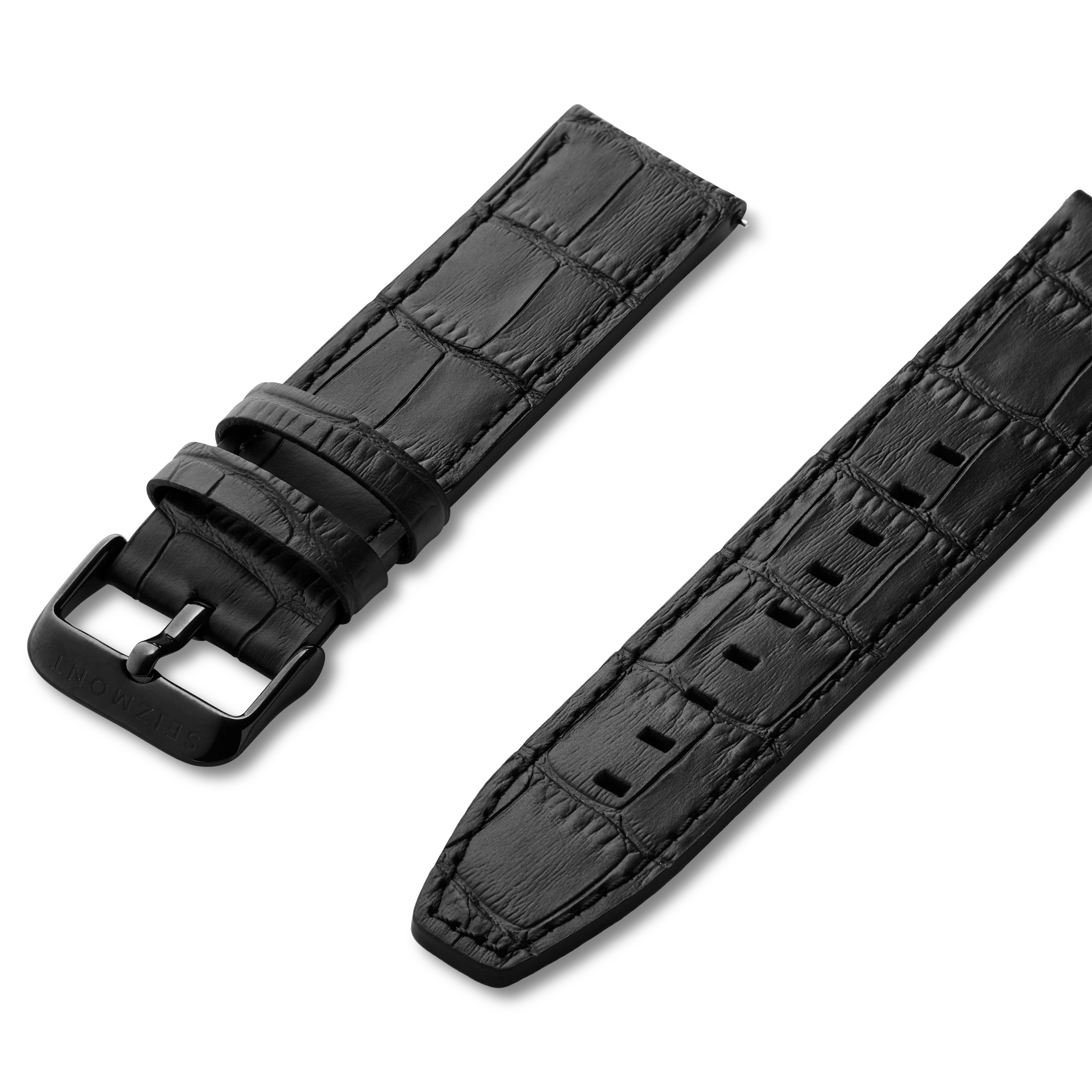 Orbis Black Leather Watch Strap - 2