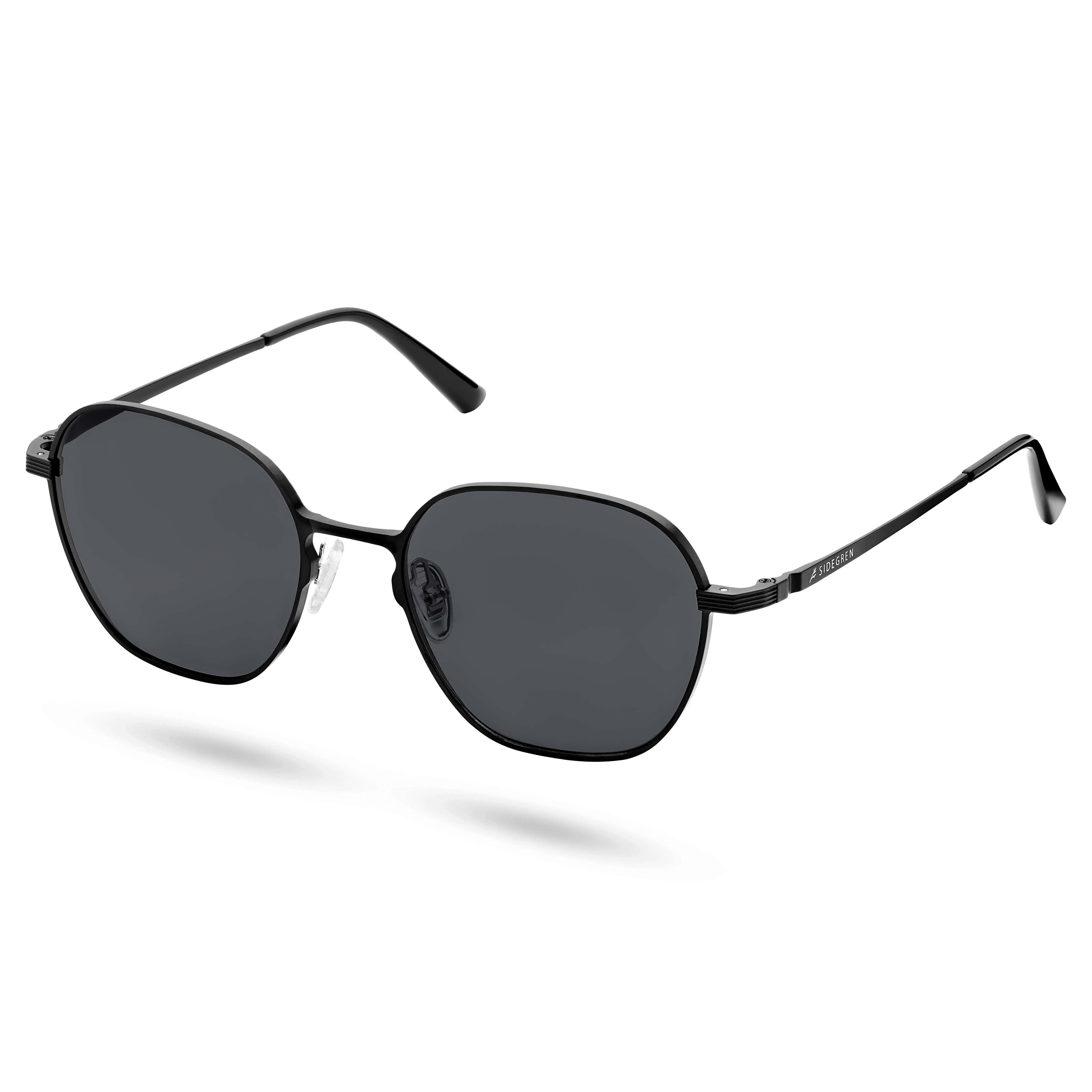 Black Polarized Hexagonal Titanium Sunglasses