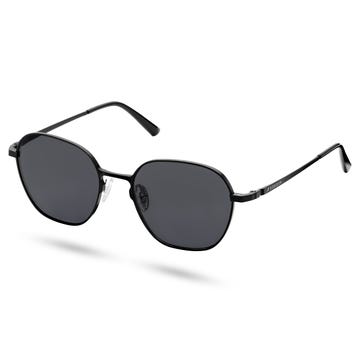 Black Polarised Hexagonal Titanium Sunglasses