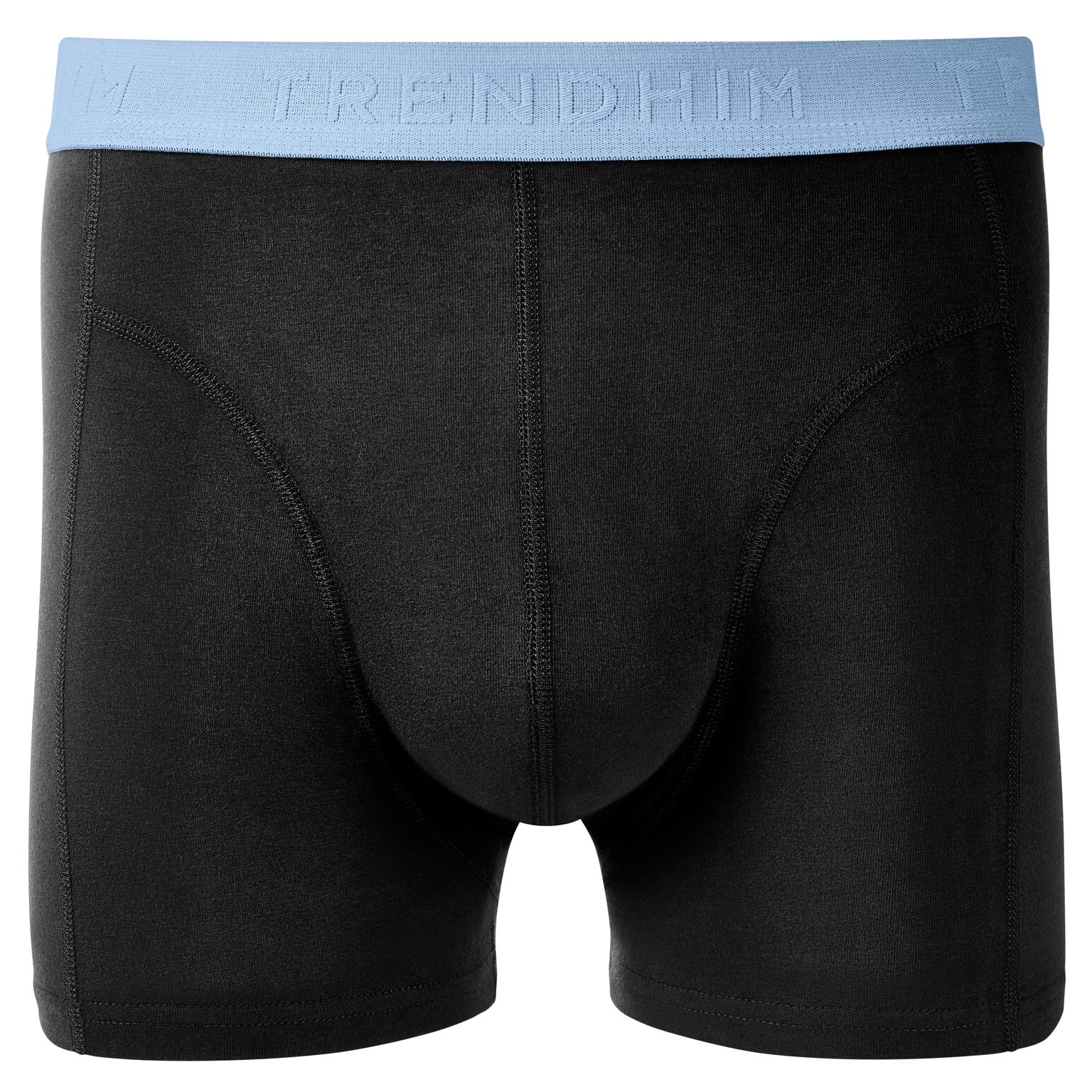 FlexFeel | Schwarze Baumwoll-Boxershorts mit hellblauem Bund FlexFeel | Schwarze Baumwoll-Boxershorts mit hellblauem Bund
