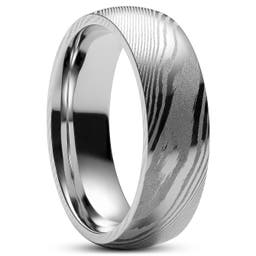 Fortis | 1/4" (7 mm) Silver-Tone Damascus Steel Ring