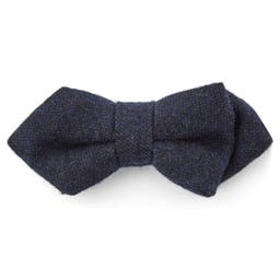 Navy Blue Pointy Wool Pre-Tied Bow Tie