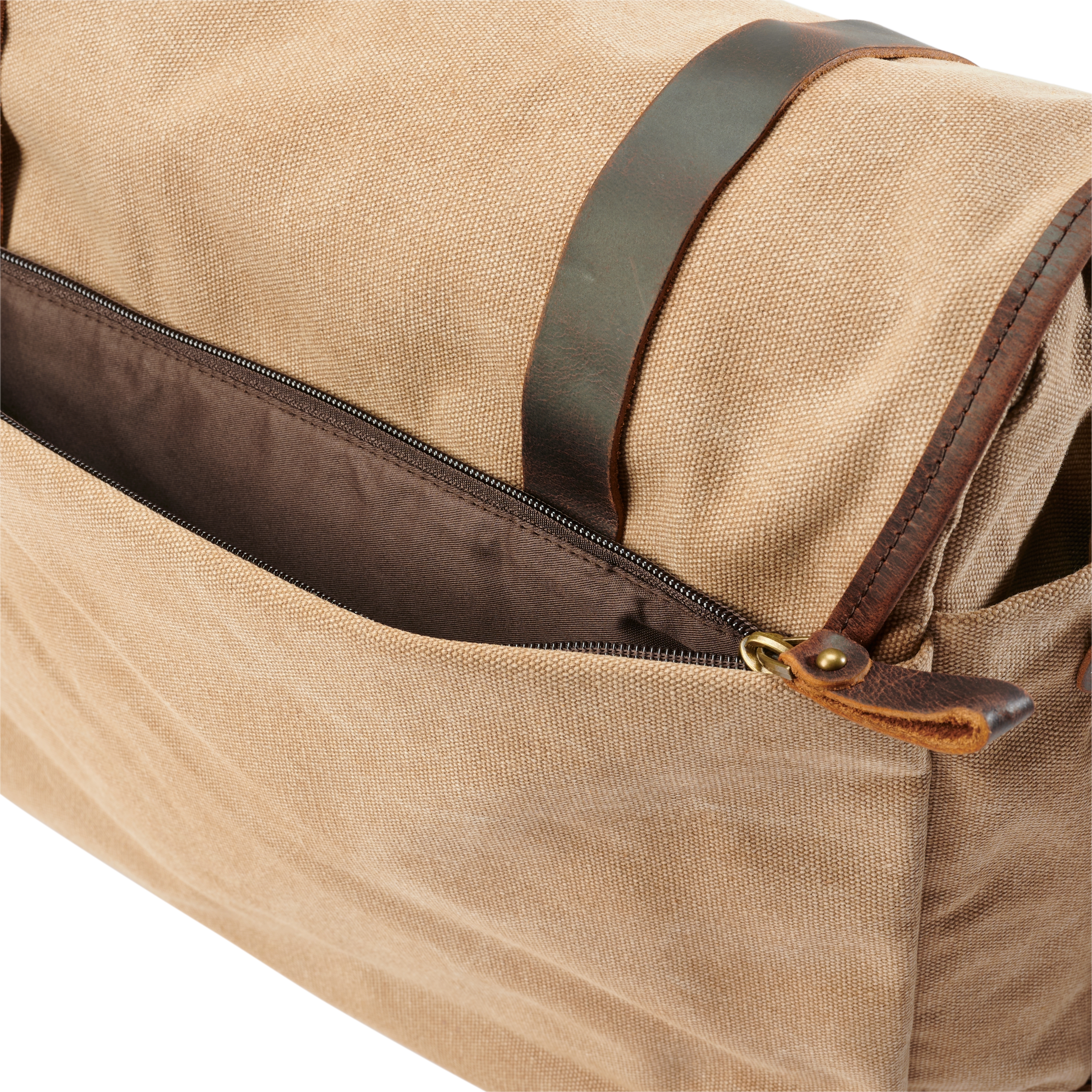 Vintage-Style Tan Canvas & Leather Messenger Bag | In stock