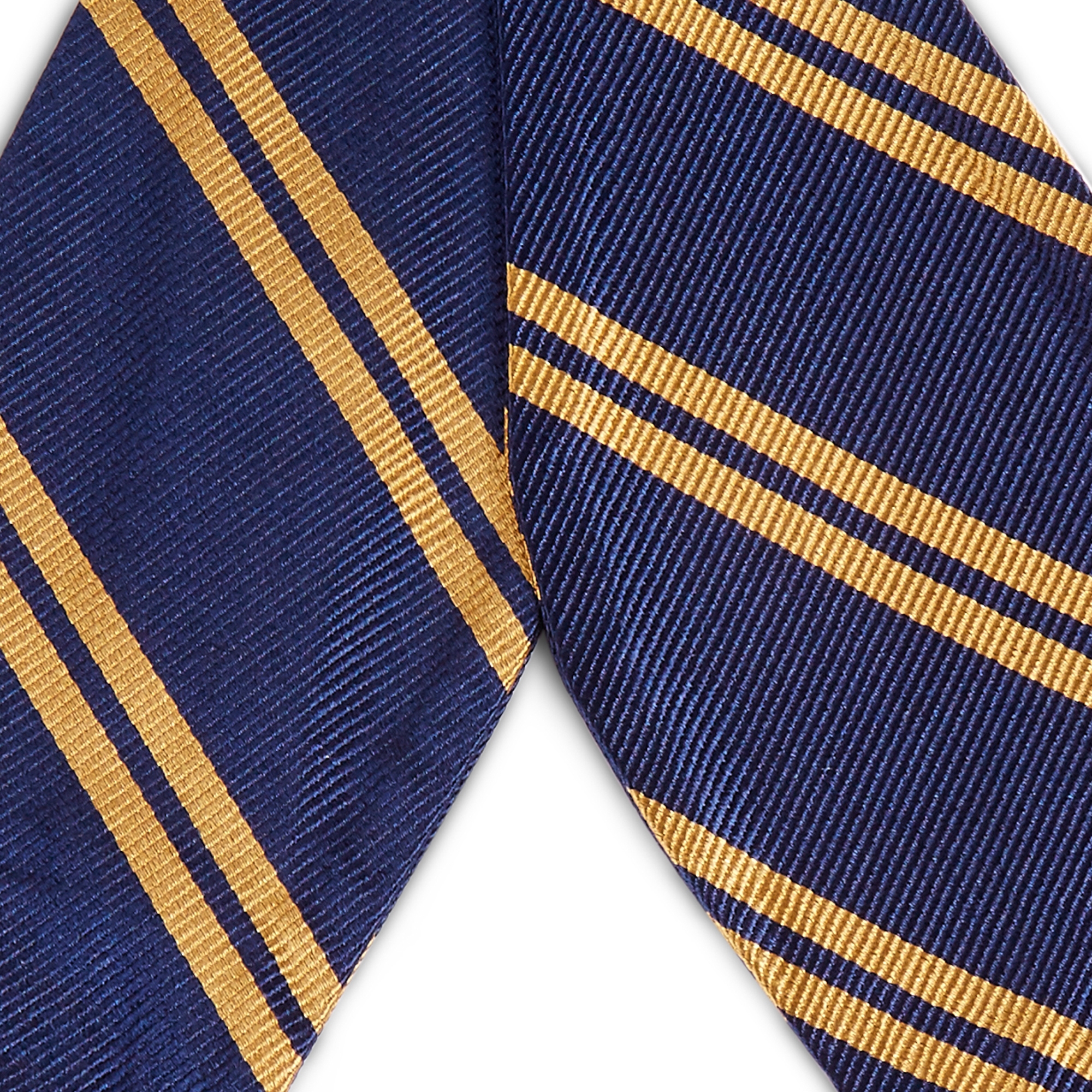 Pajarita de seda para atar azul marino con rayas dobles doradas - 2