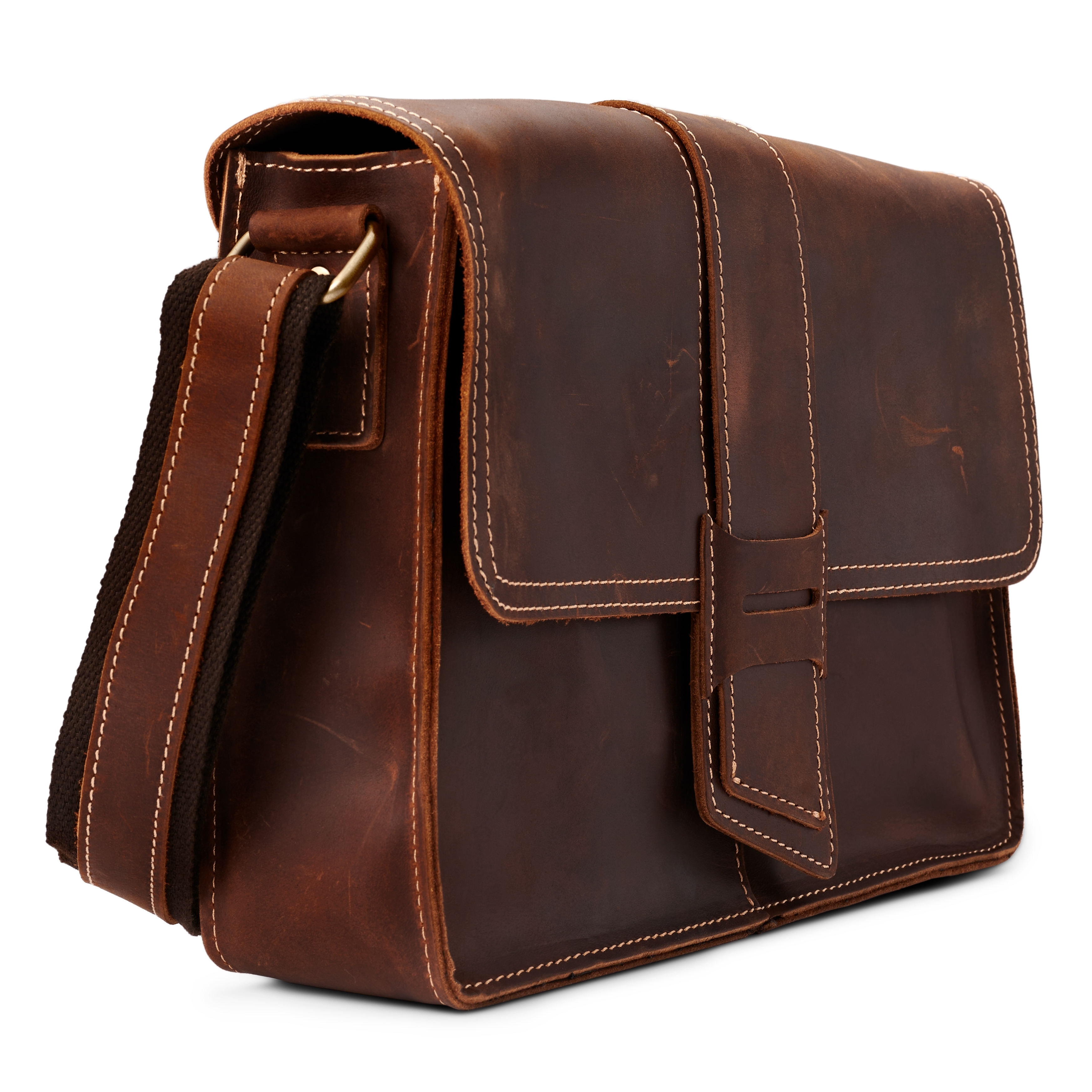 Dunkelbraune Ledertasche mit Abnutzung - 3