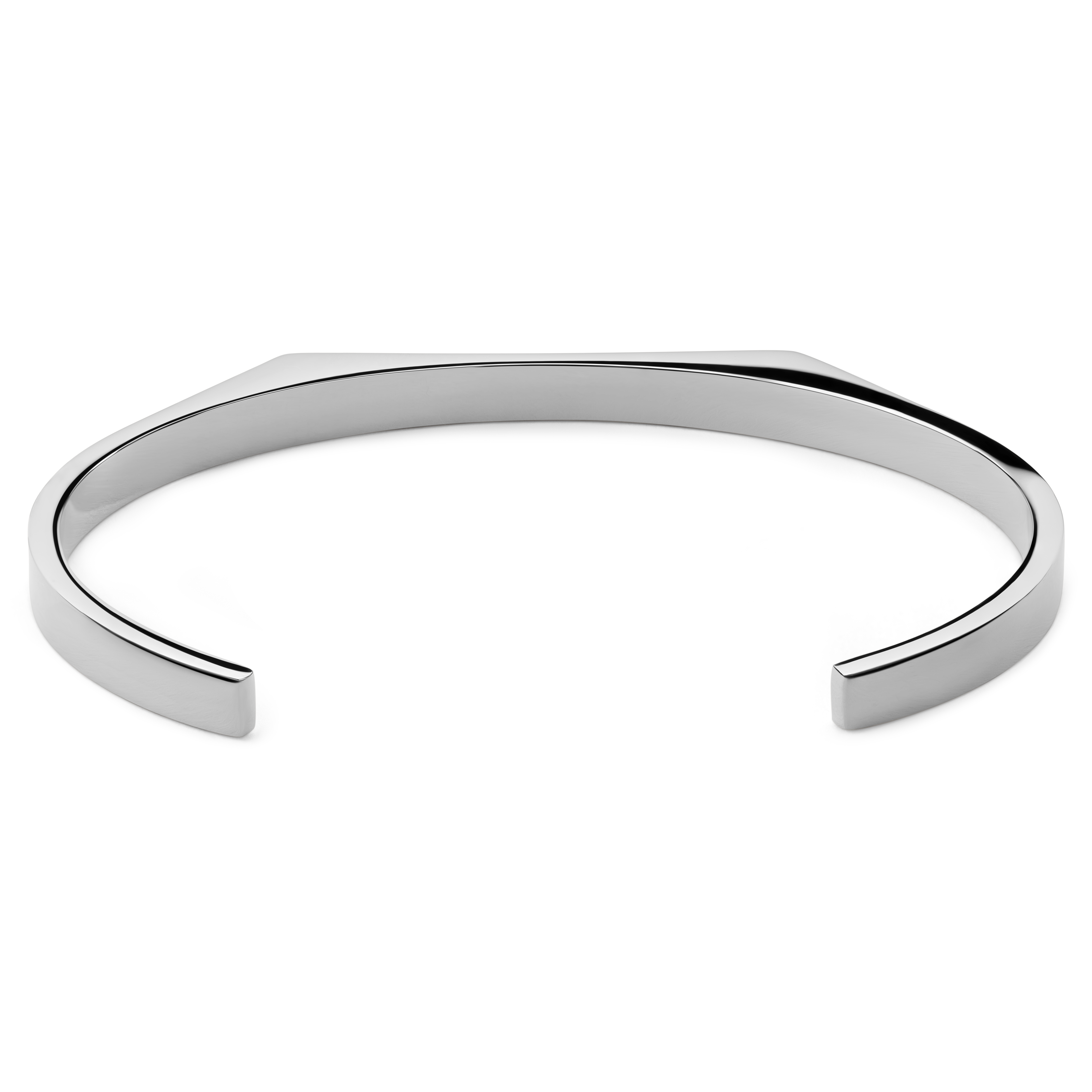 Brazalete angular ajustable de acero inoxidable en tono plateado mate de 5 mm - 2