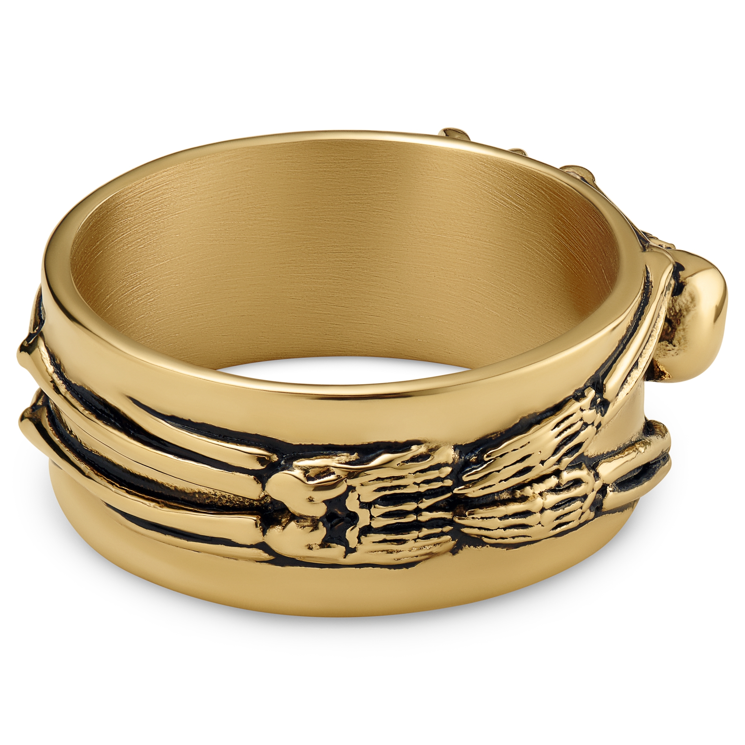 Aspero | 10 mm Gold-tone Stainless Steel Skeleton Ring - 4