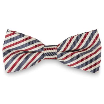 Azure Blue & Cherry Red Striped Pre-Tied Bow Tie