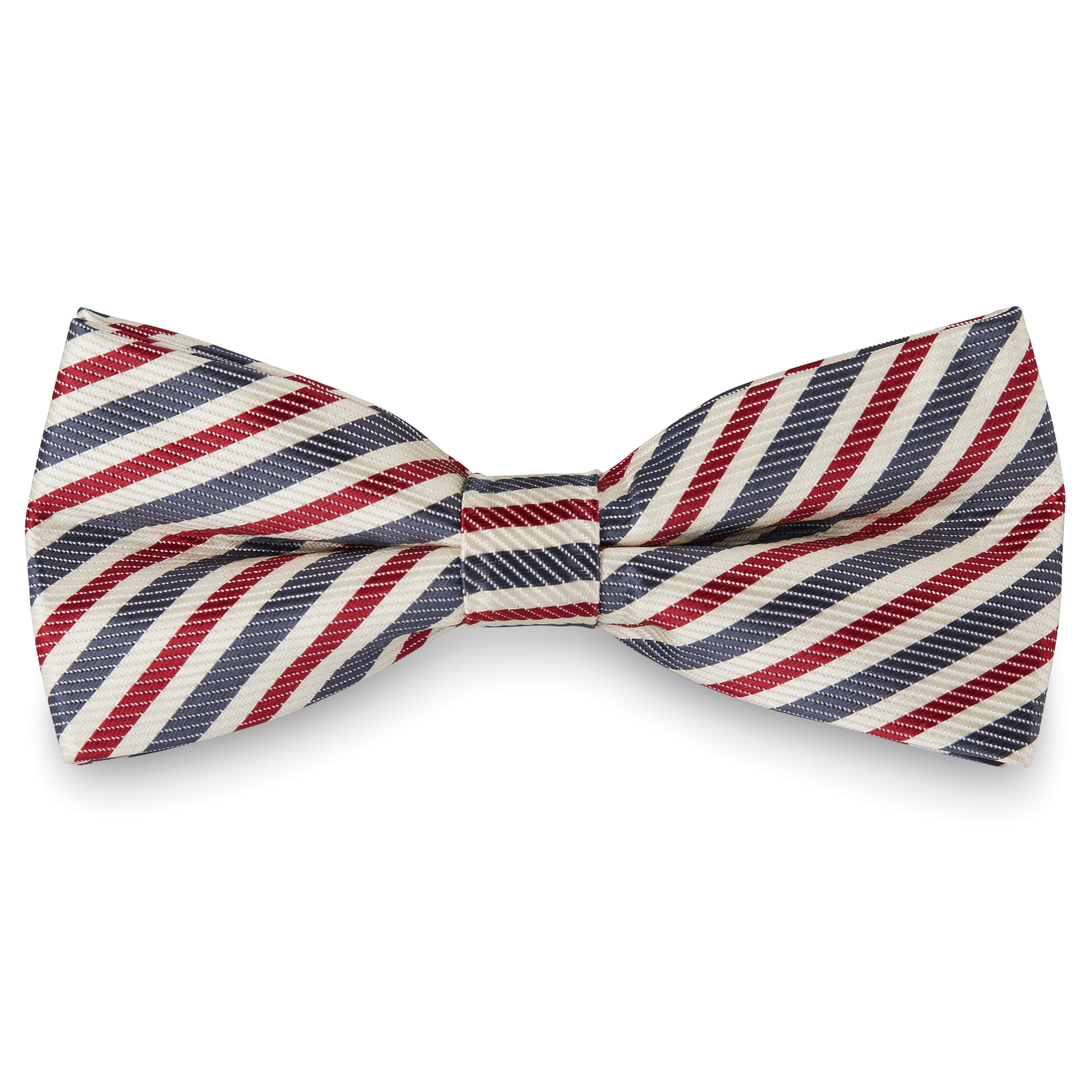 Faded Red & Blue Striped Pre-Tied Bow Tie