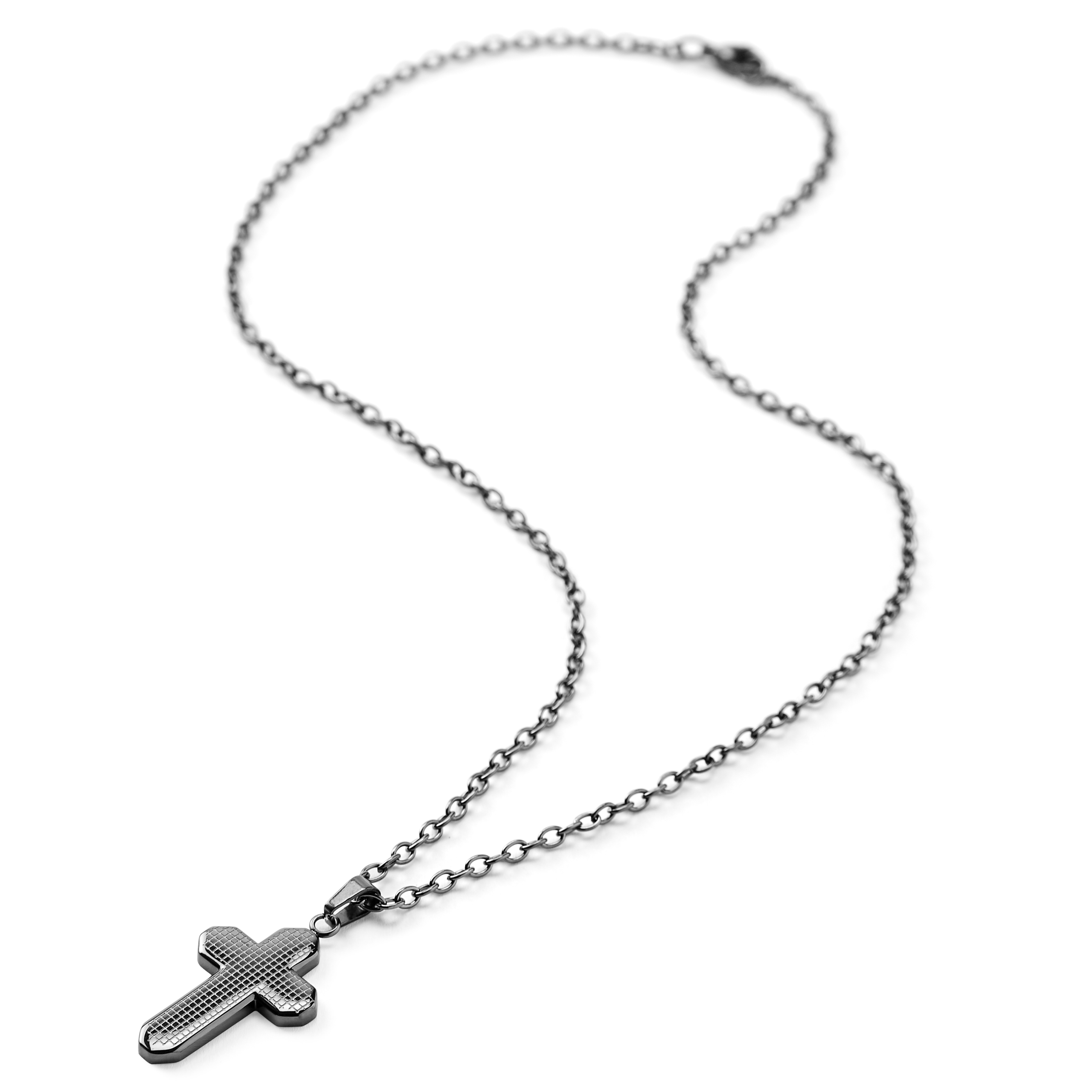 Geometric Black Cross Necklace - 3