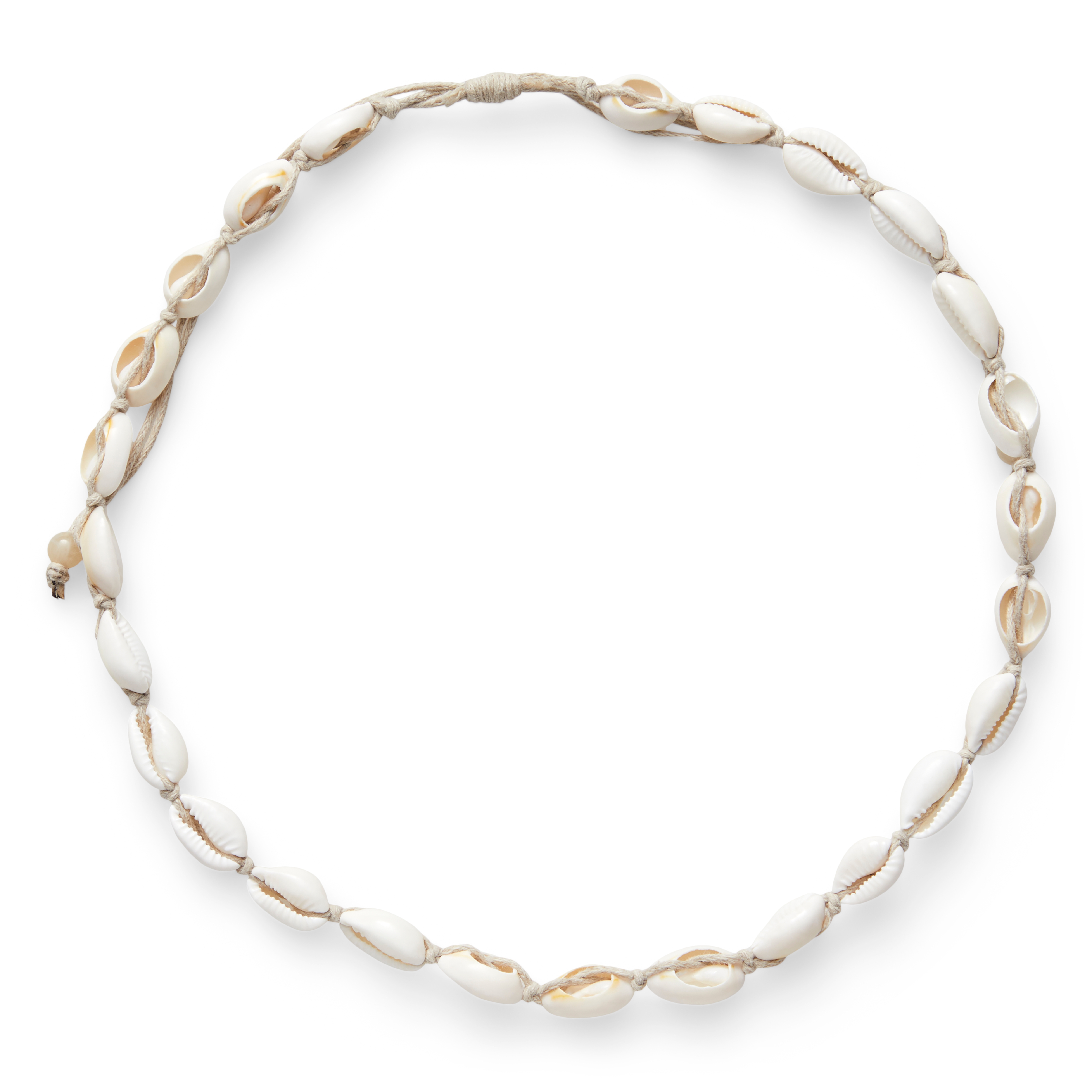 Cowrie | Drift skjellhalskjede med lysebrun snor - 2