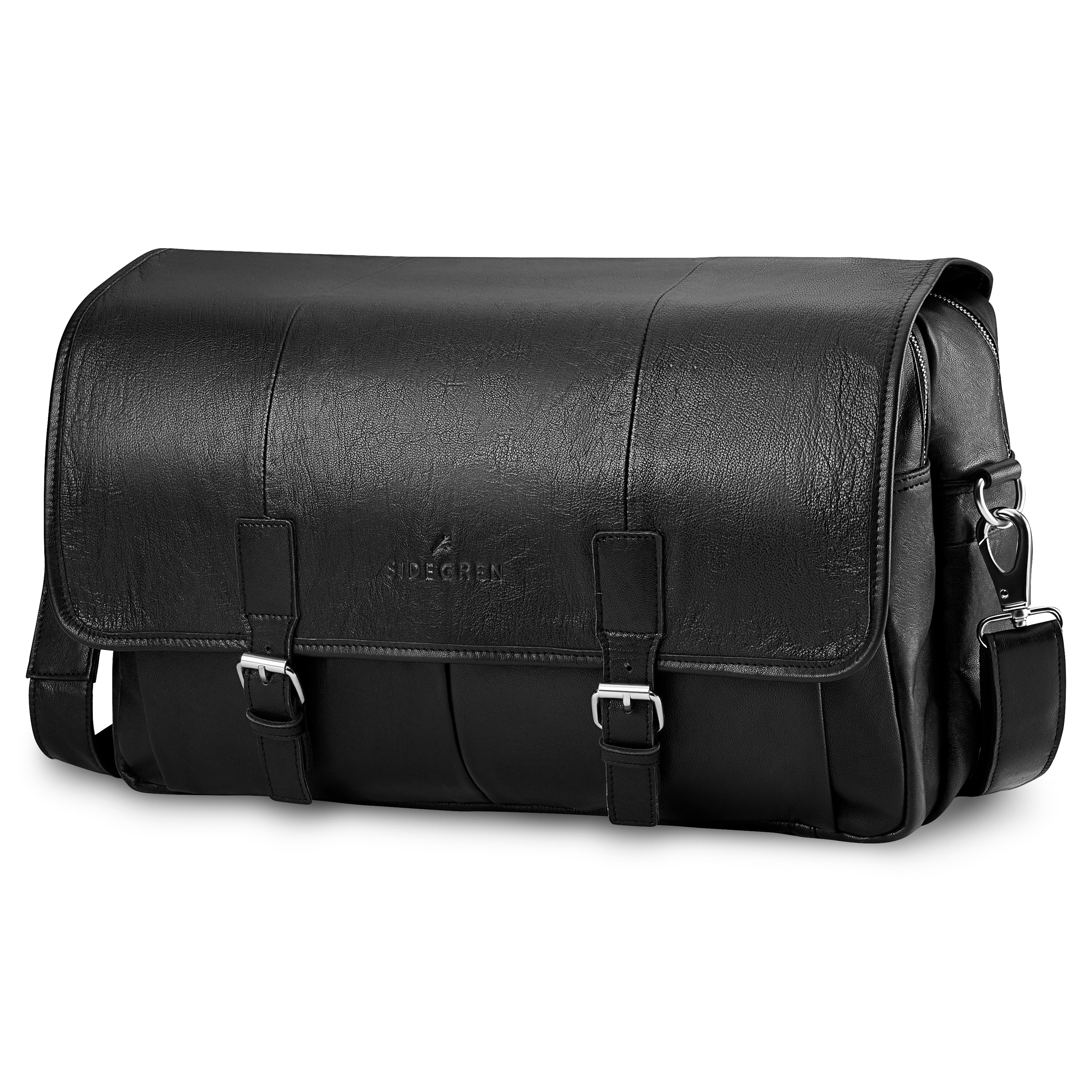 Fidei | Black Full Grain Goat Leather Business Weekend Bag