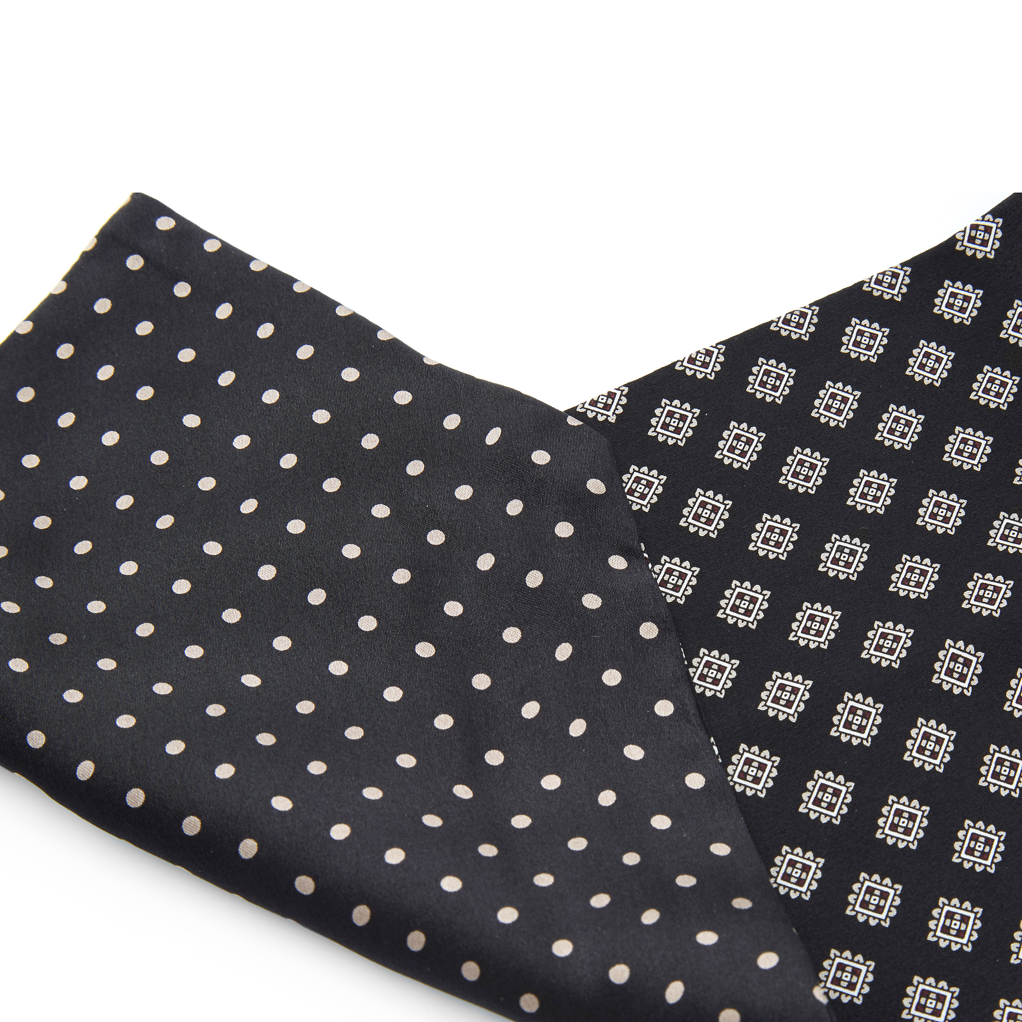 Black & White Polka Dots Geometric Silk Ascot - 3