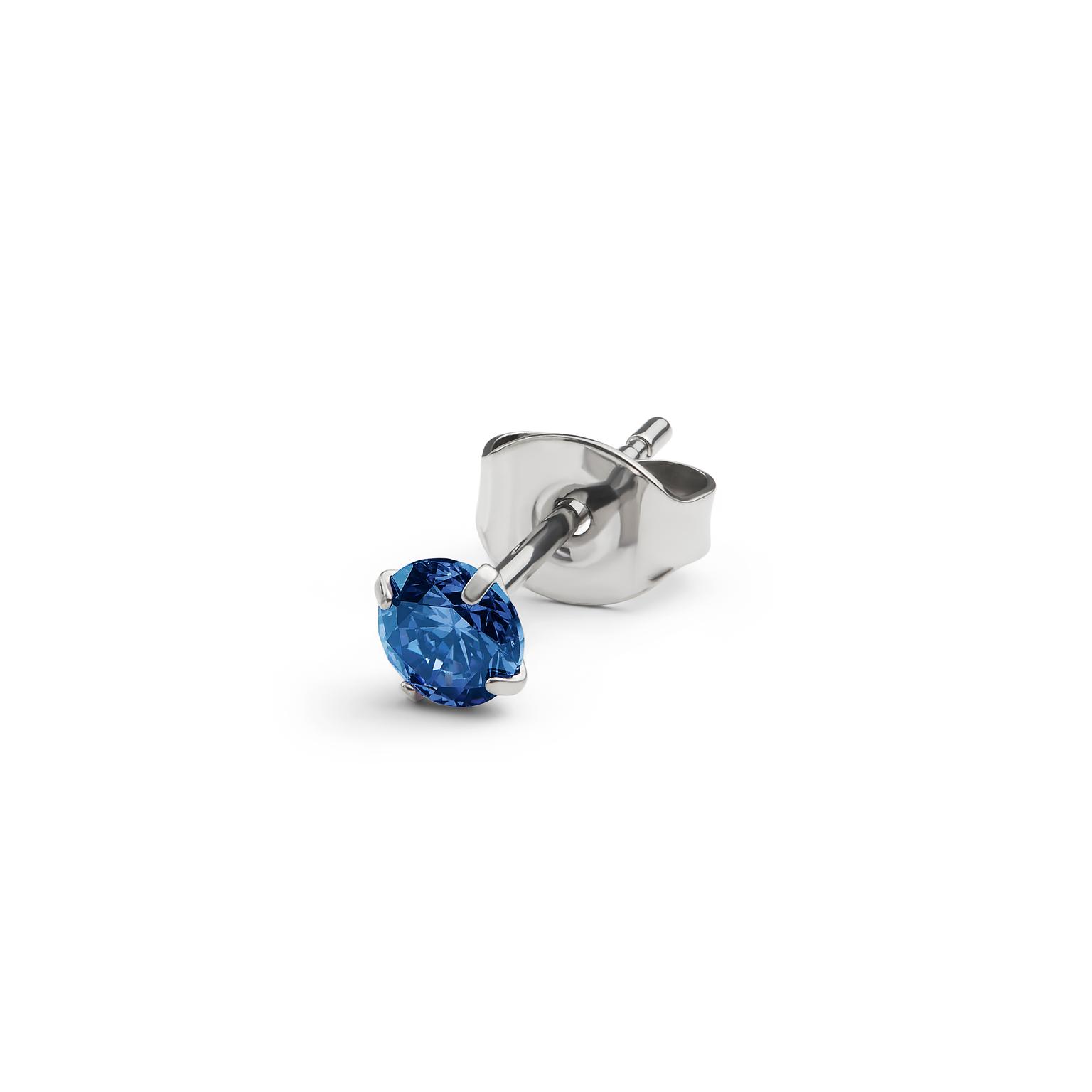 Aura | 4 mm titano auskaras su mėlynos spalvos cirkoniu Aura | 4 mm titano auskaras su mėlynos spalvos cirkoniu