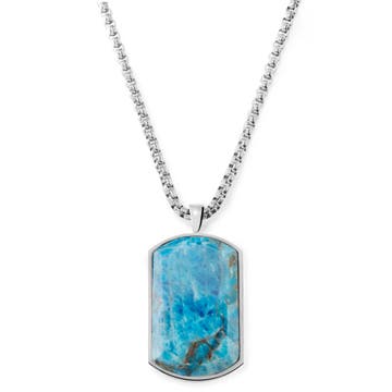 Orisun | Silver-Tone Stainless Steel Apatite Stone Dog Tag Necklace Orisun | Silver-Tone Stainless Steel Apatite Stone Dog Tag Necklace