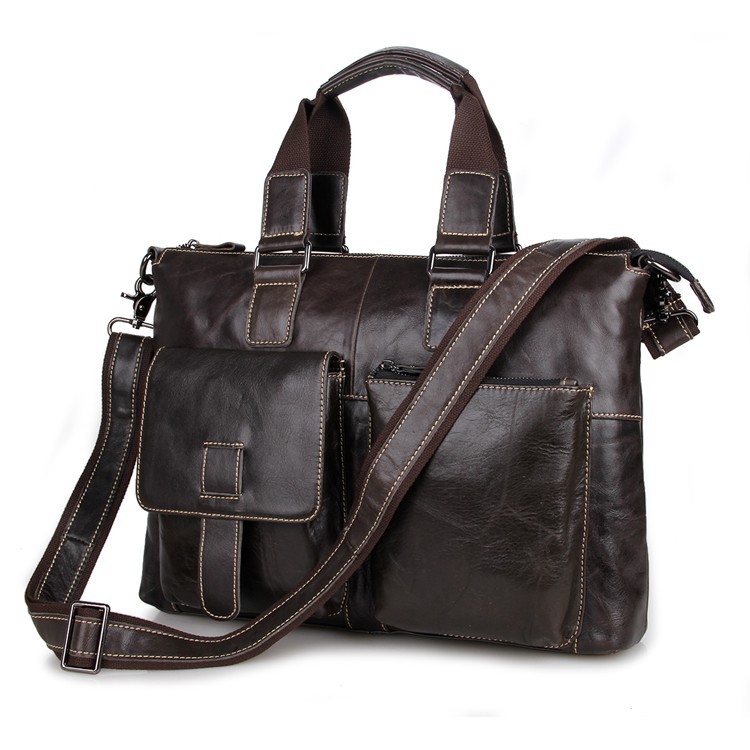 Coffee Leather Work Bag  - 1