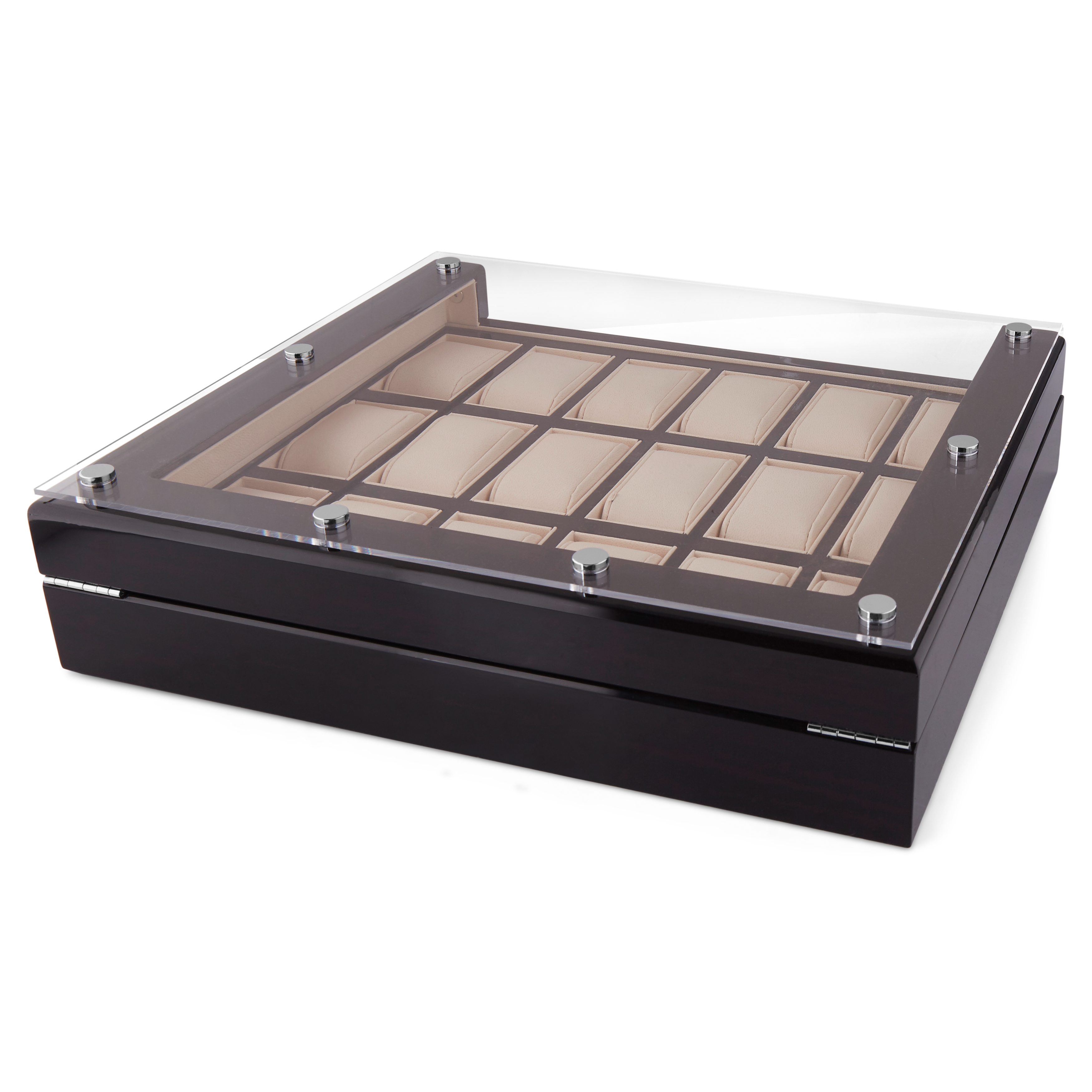 Klocklåda i Ebenholts med Stor Display - 18 Klockor - 3