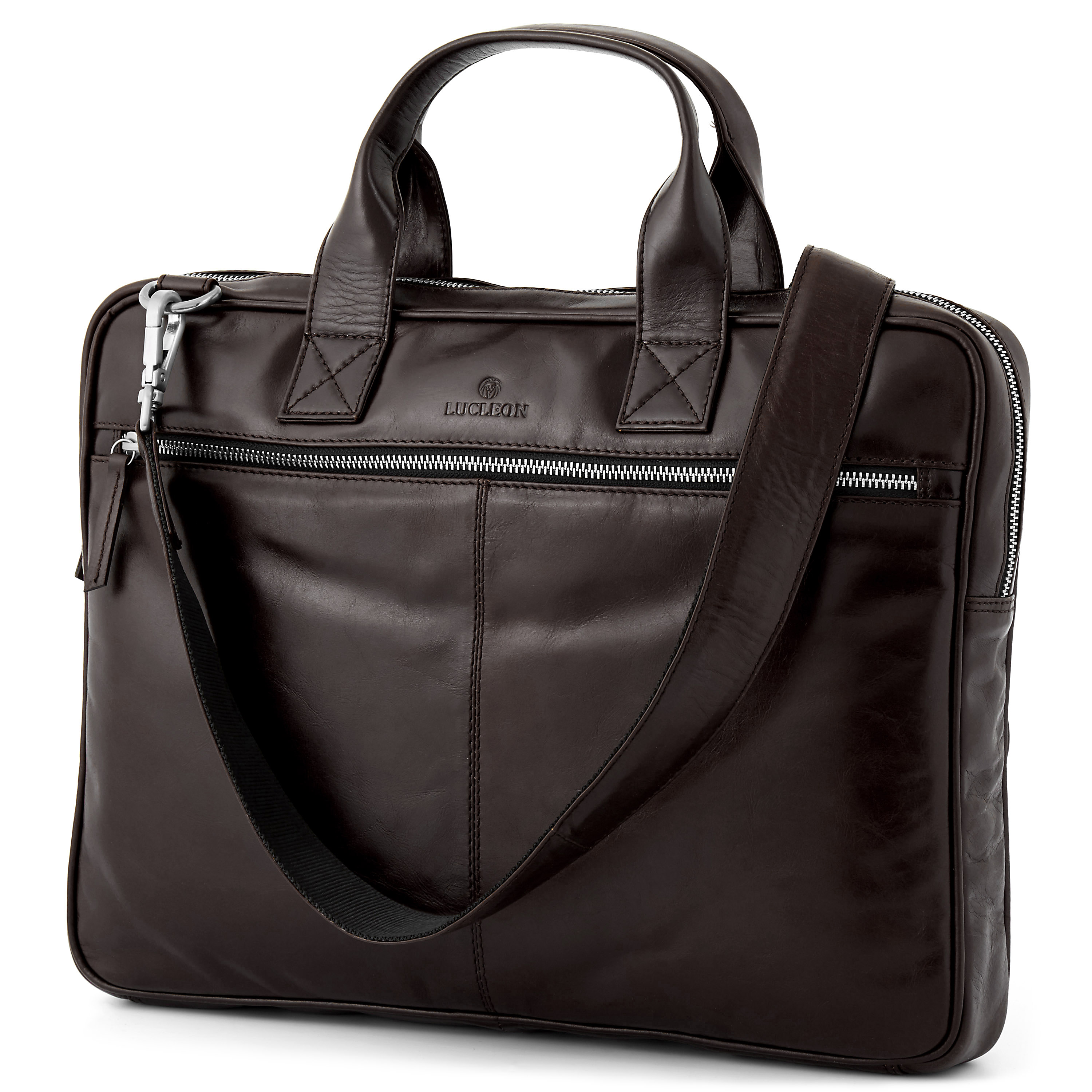 Donkerbruine Dunne Jasper Laptoptas met Rits - 1