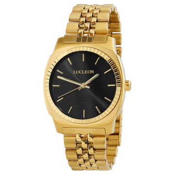 Major | Gold-Tone Minimalist Stainless Steel Watch With Black Dial
