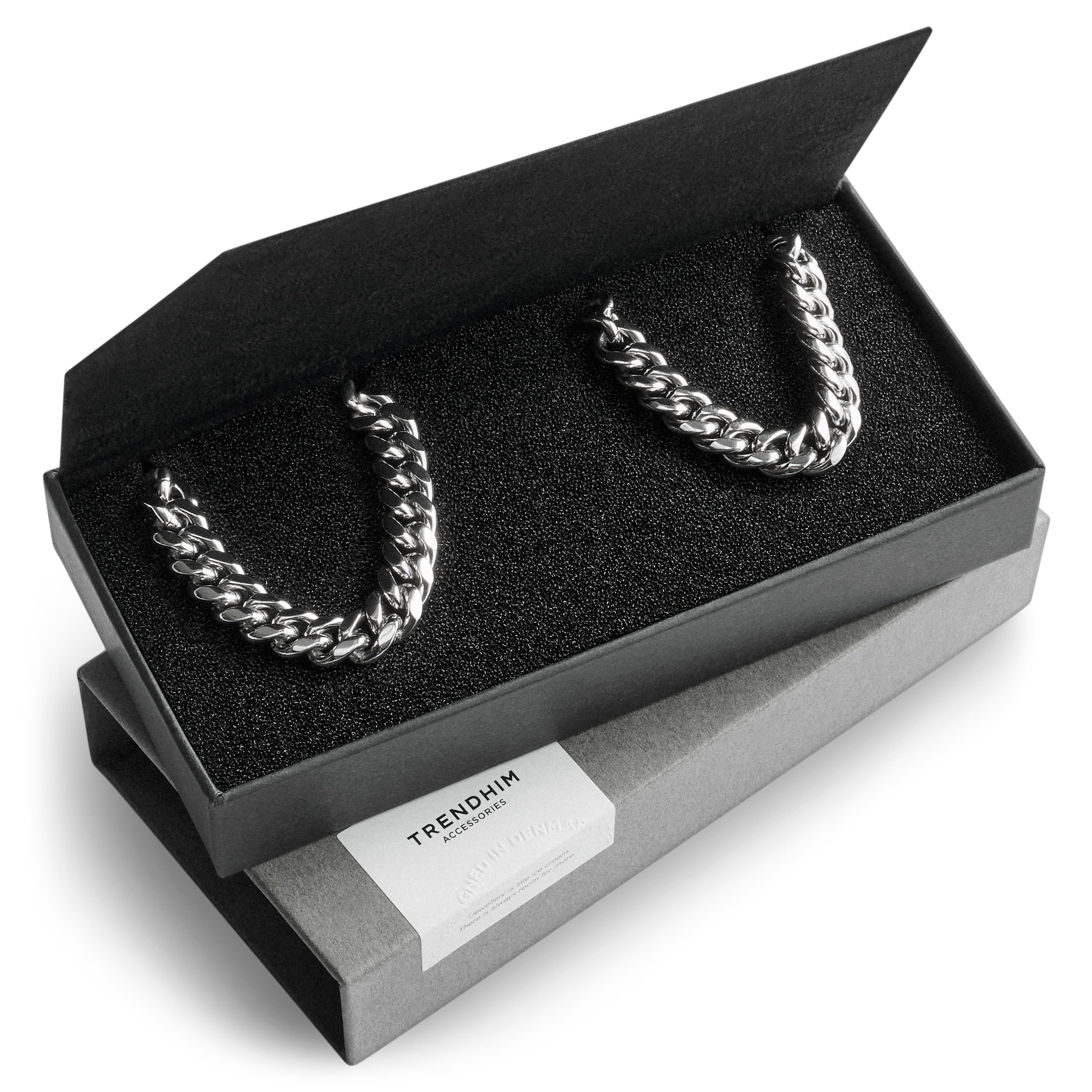 Caja de regalo para pulsera y collar con cadena de acero quirúrgico de 8 mm