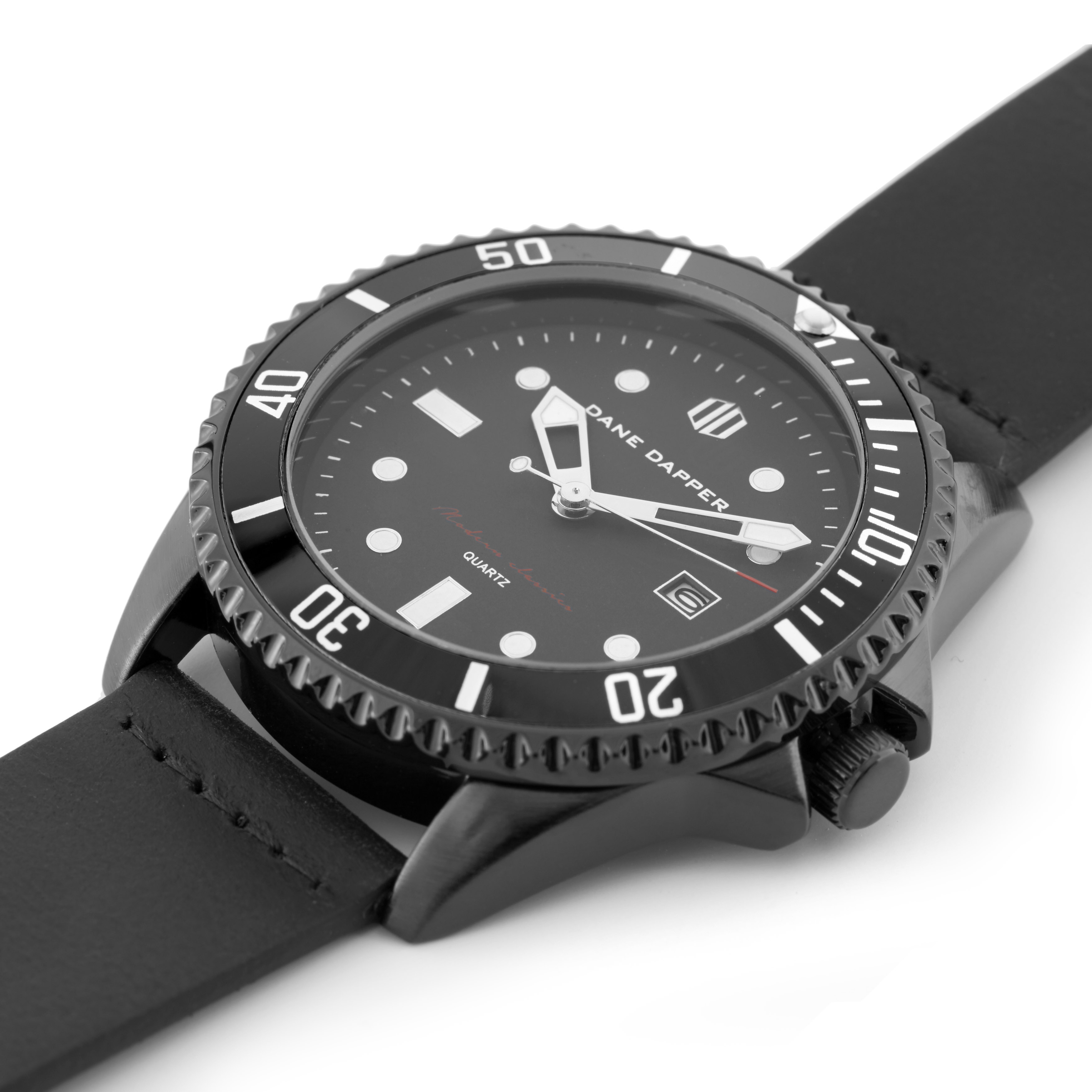 Black Leather Mariner Watch - 2