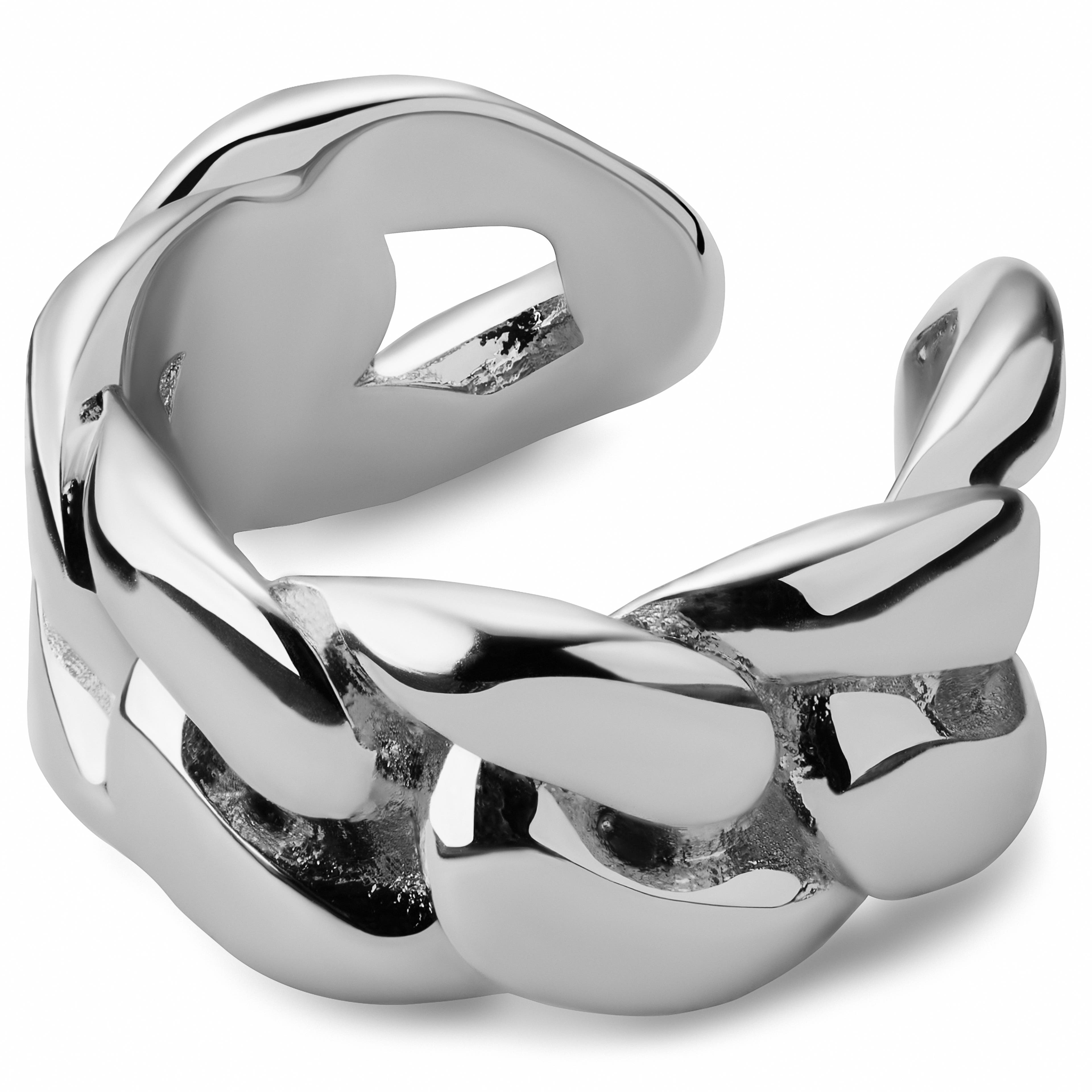 Helix | Cercel argintiu cu prindere tip cuff model lanț, de 8 mm