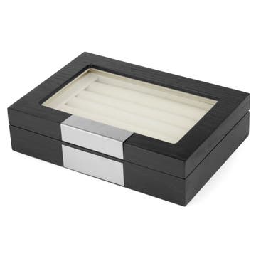 Manschettenknopf- / Ringetui In Schwarz & Silber Manschettenknopf- / Ringetui In Schwarz & Silber