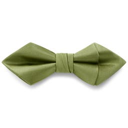 Light Green Pre-Tied Satin Diamond Tip Bow Tie