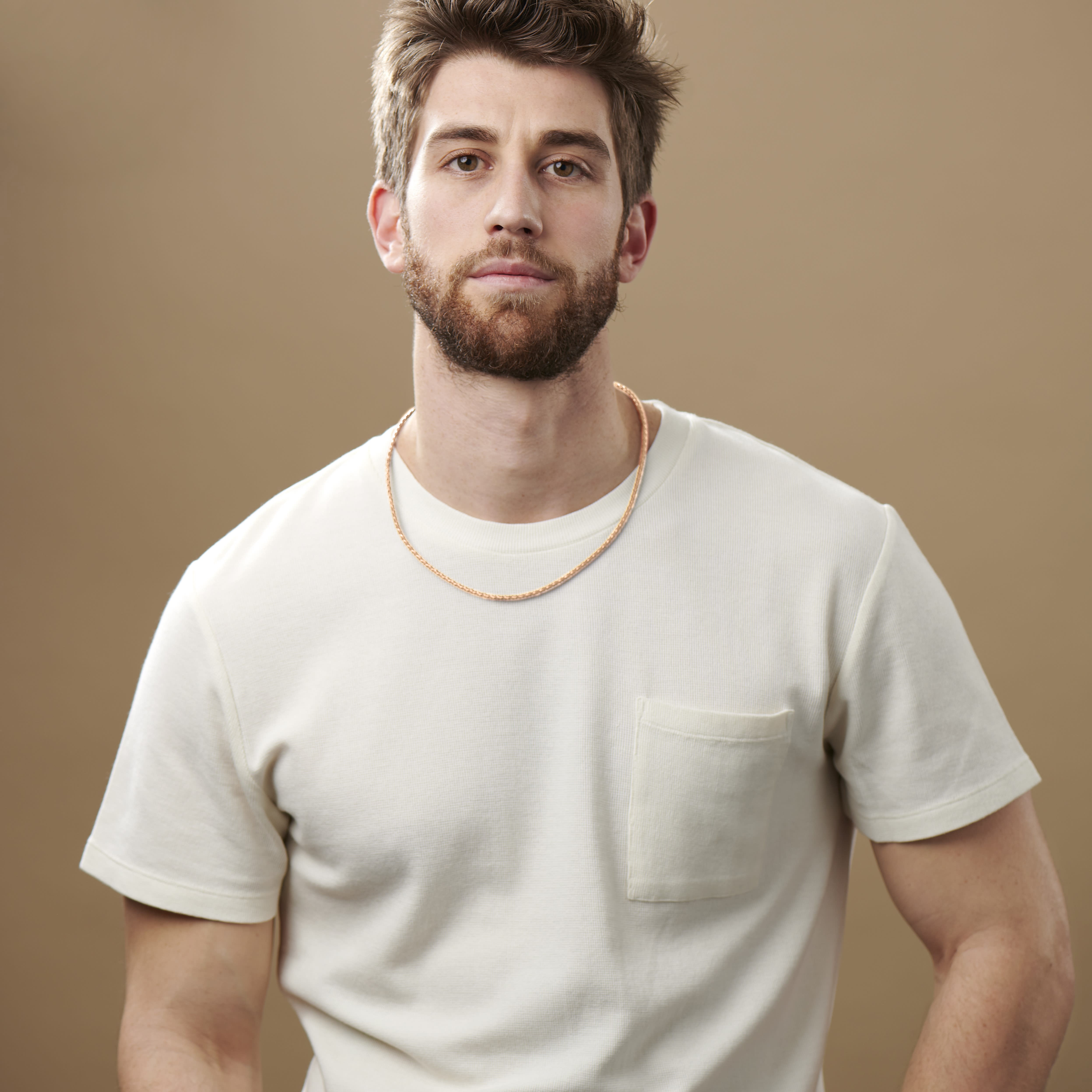 Кремаво плетено кожено колие 3 мм - 6